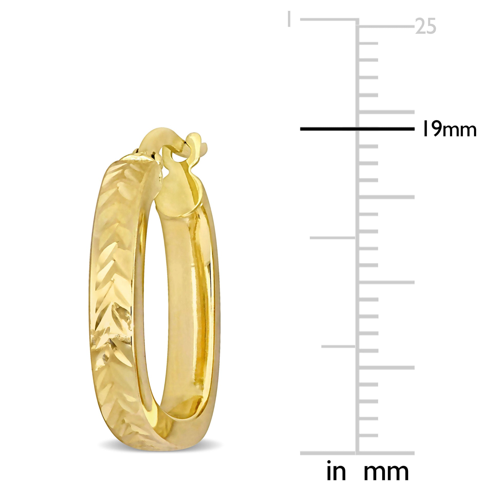 19 MM Textured Square Hoop Earrings in 10K Yellow Gold