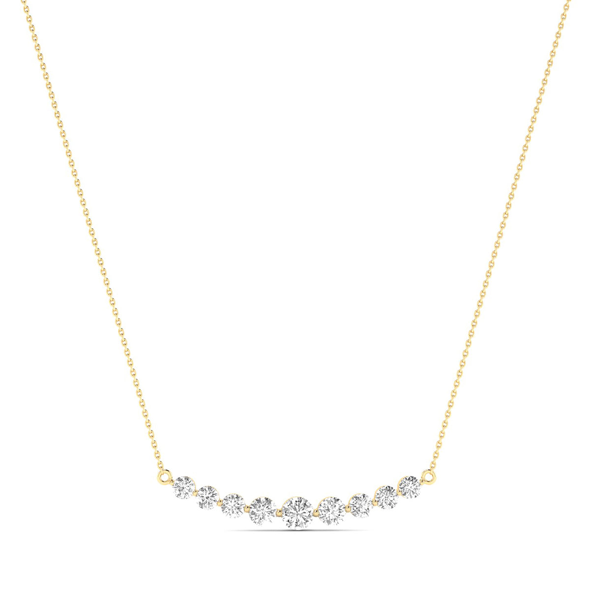 1 Carat TW 9 Stone Diamond Bar Necklace In 14K Yellow Gold