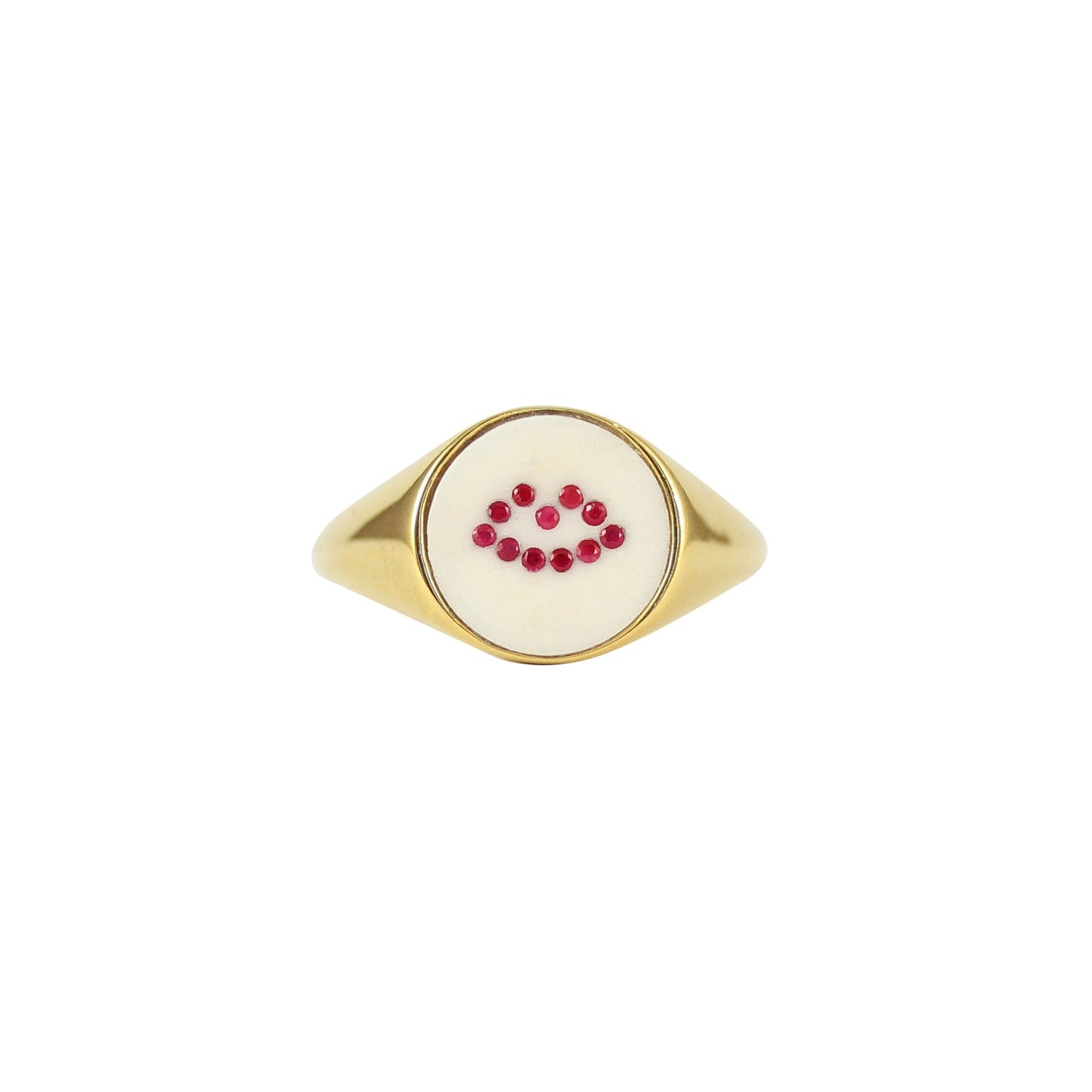 Ruby Lips Signet Ring - Gold