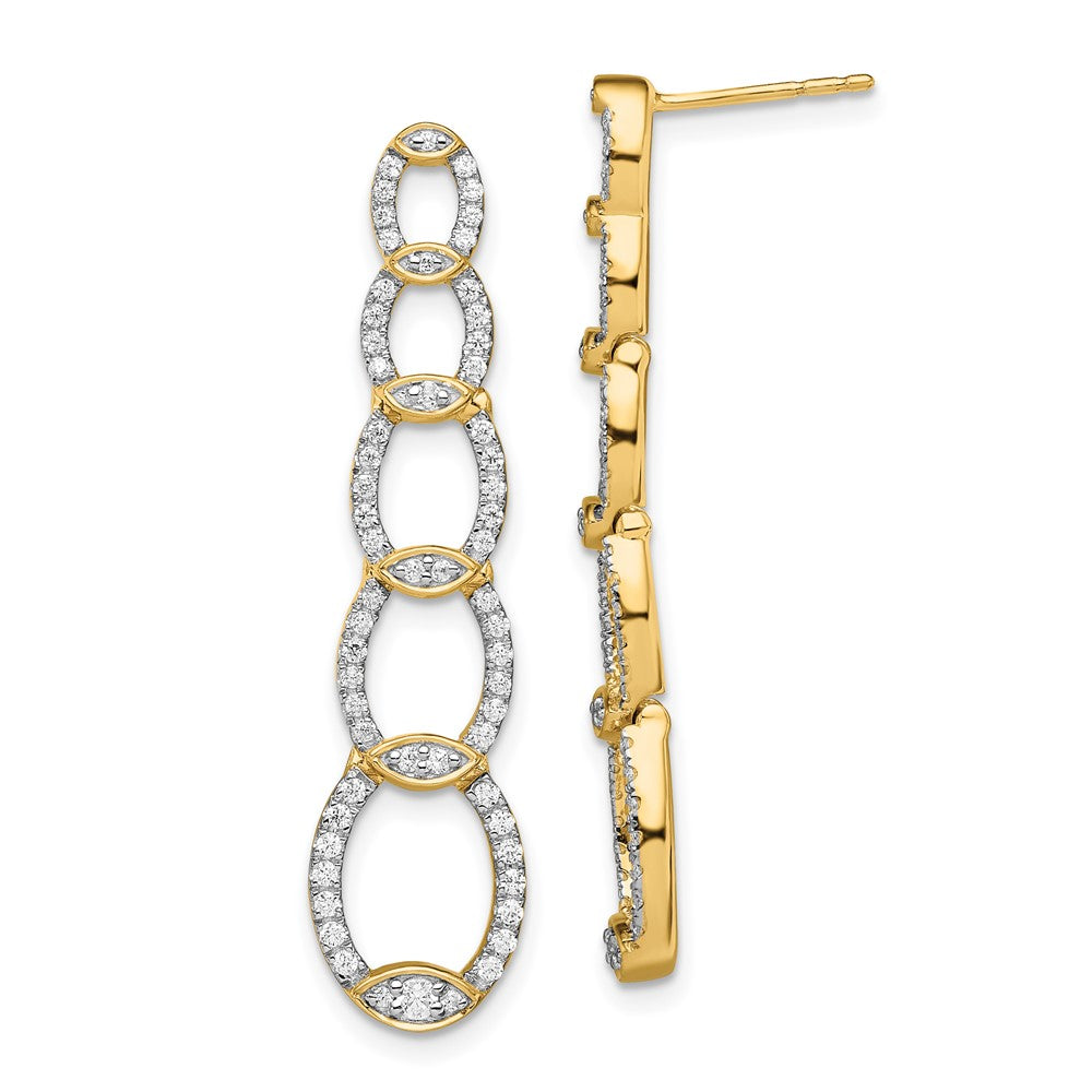 14k Yellow Gold 2/3 CT Lab Grown Diamond Drop Dangle Earrings VS Clarity G-H Color