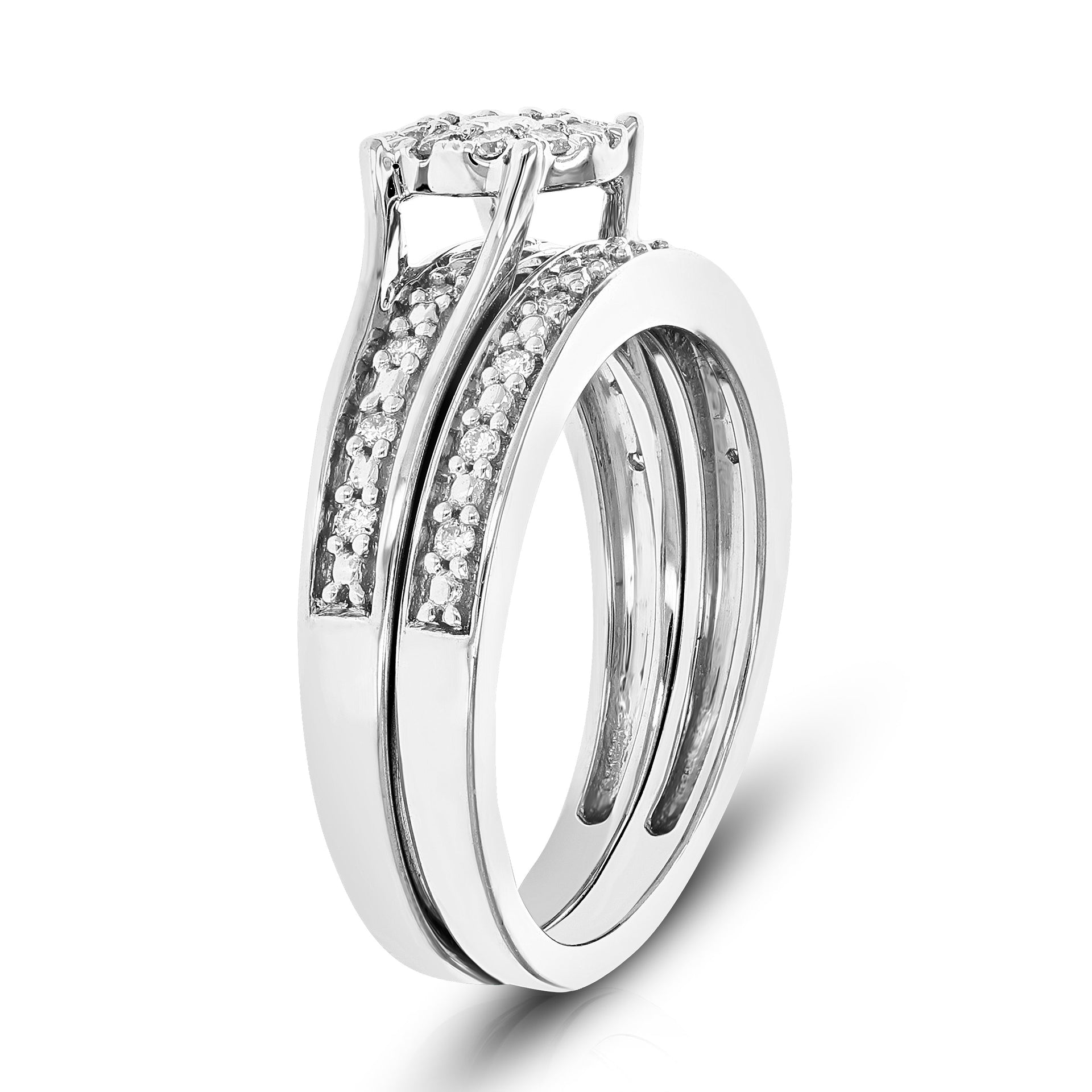 1/3 Cttw Lab Created Diamond Wedding Bridal Set Sterling Silver Prong