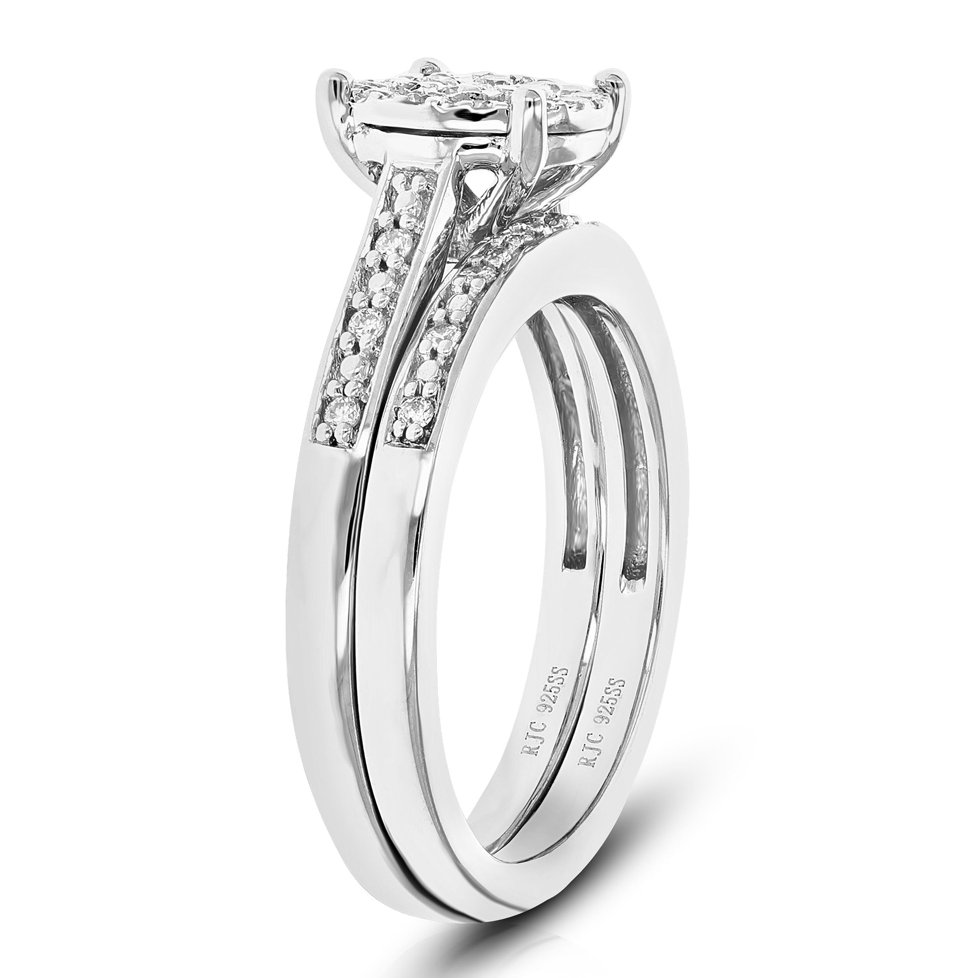 2/5 Cttw Lab Created Diamond Wedding Bridal Set Sterling Silver Prong