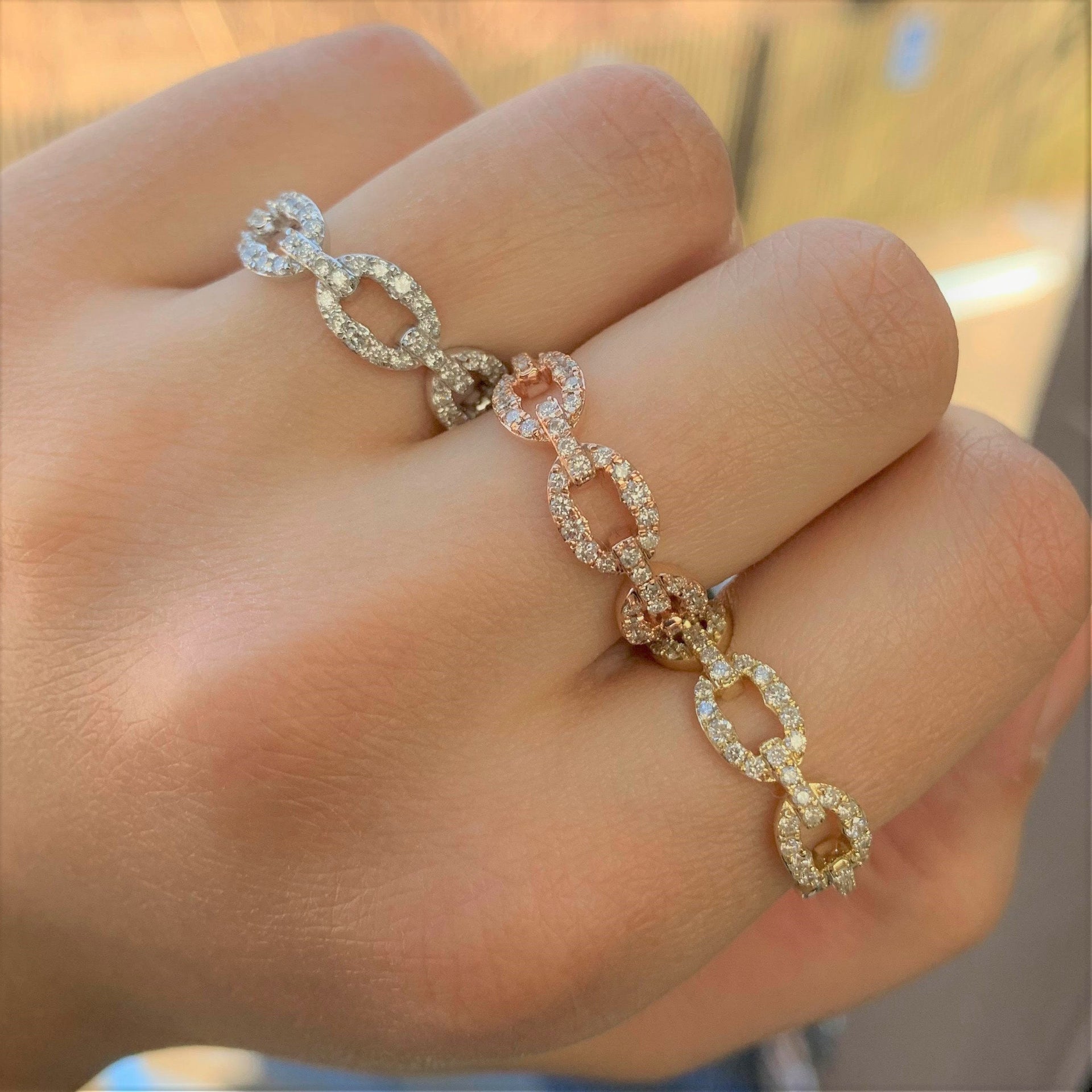 14k Gold & Diamond Link Ring