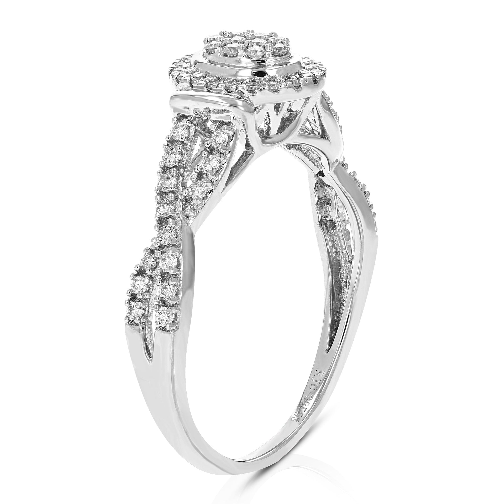 1/3 cttw Round Cut Lab Grown Diamond .925 Sterling Silver Engagement Ring Prong Set