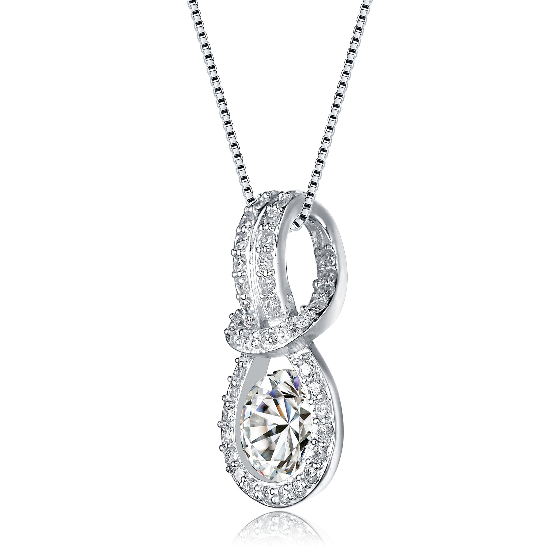 Gv Sterling Silver Cubic Zirconia Pendant Necklace