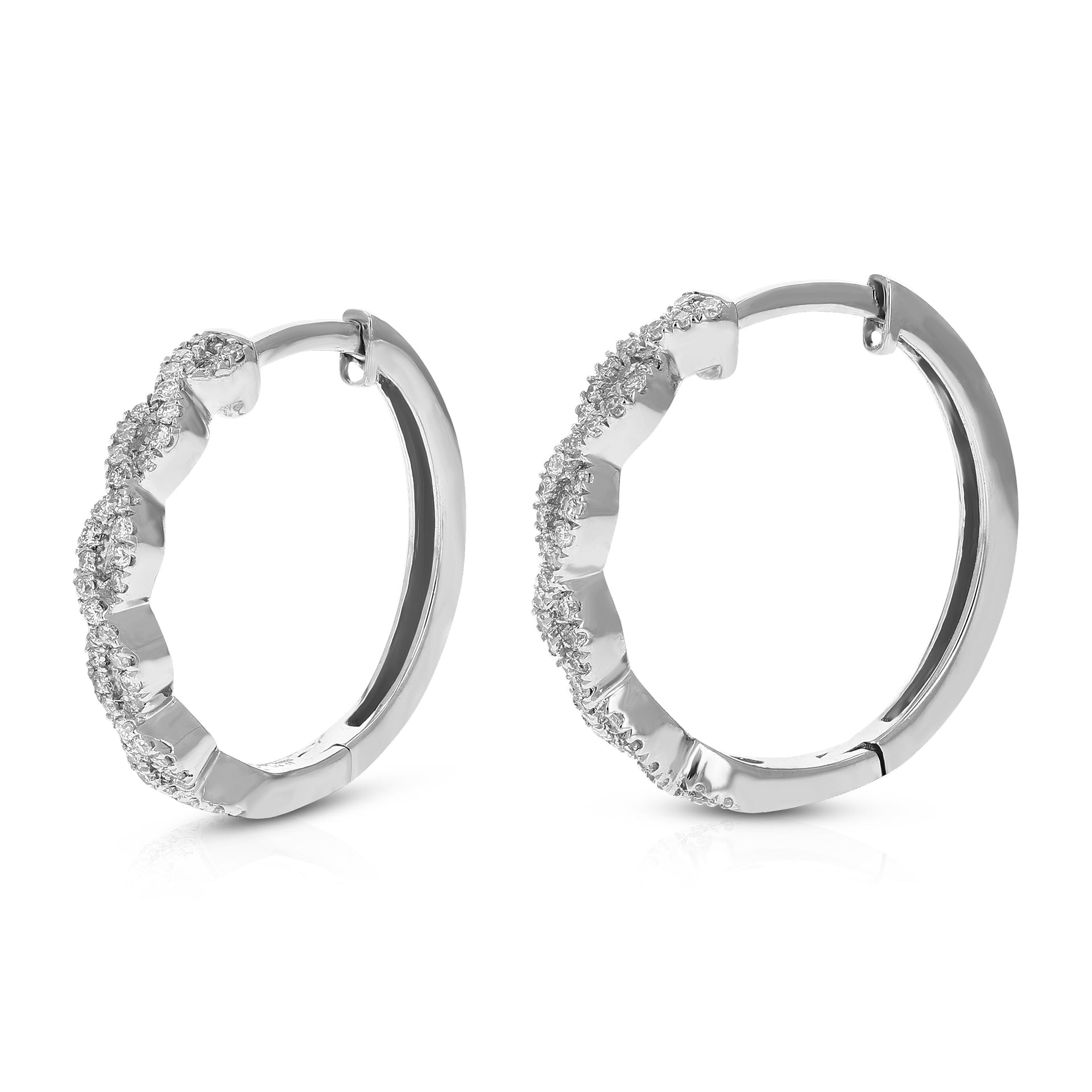1/4 cttw Round Cut Lab Grown Diamond Hoop Earrings in .925 Sterling Silver Prong Set 3/4 Inch
