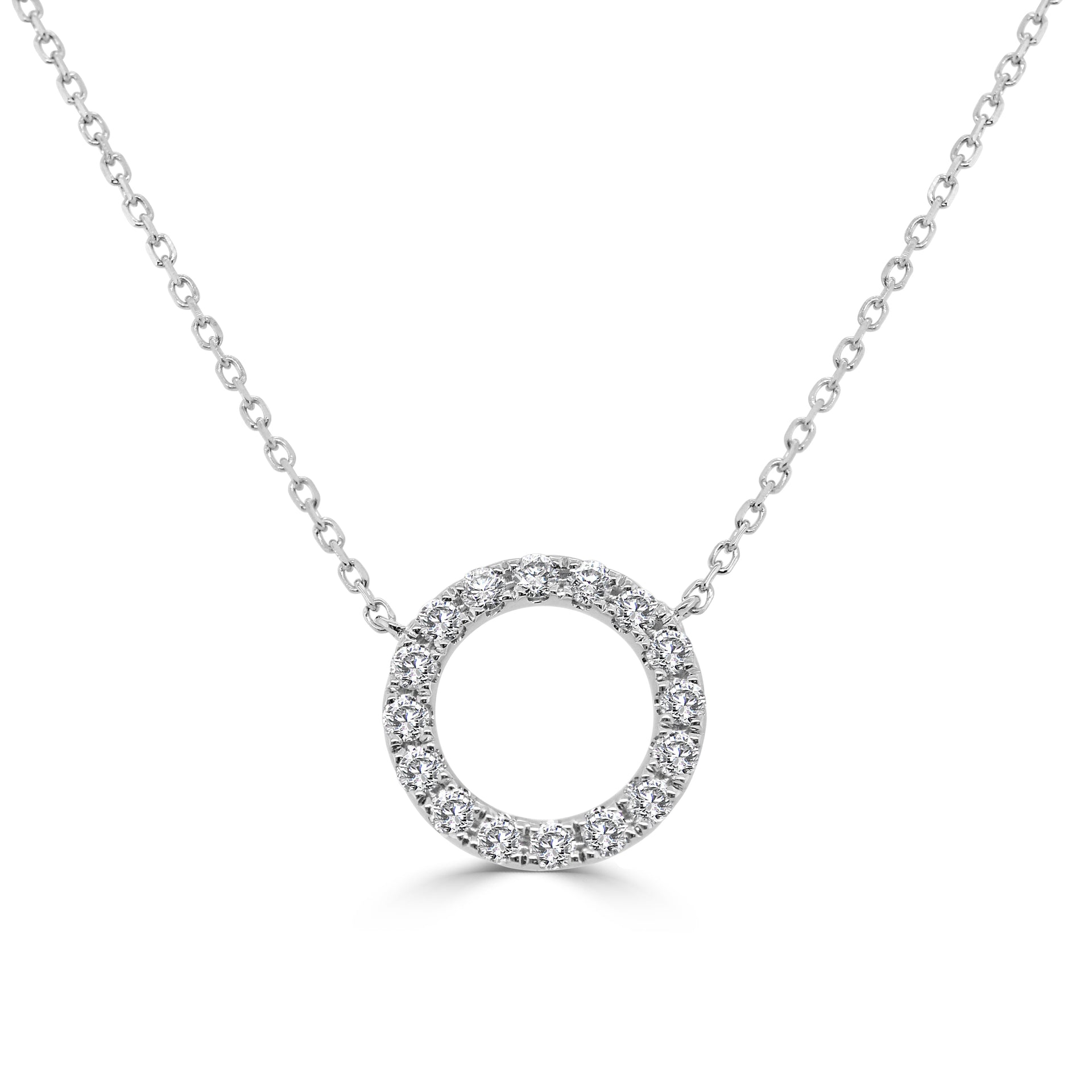 14k Gold & Diamond Open Circle Necklace