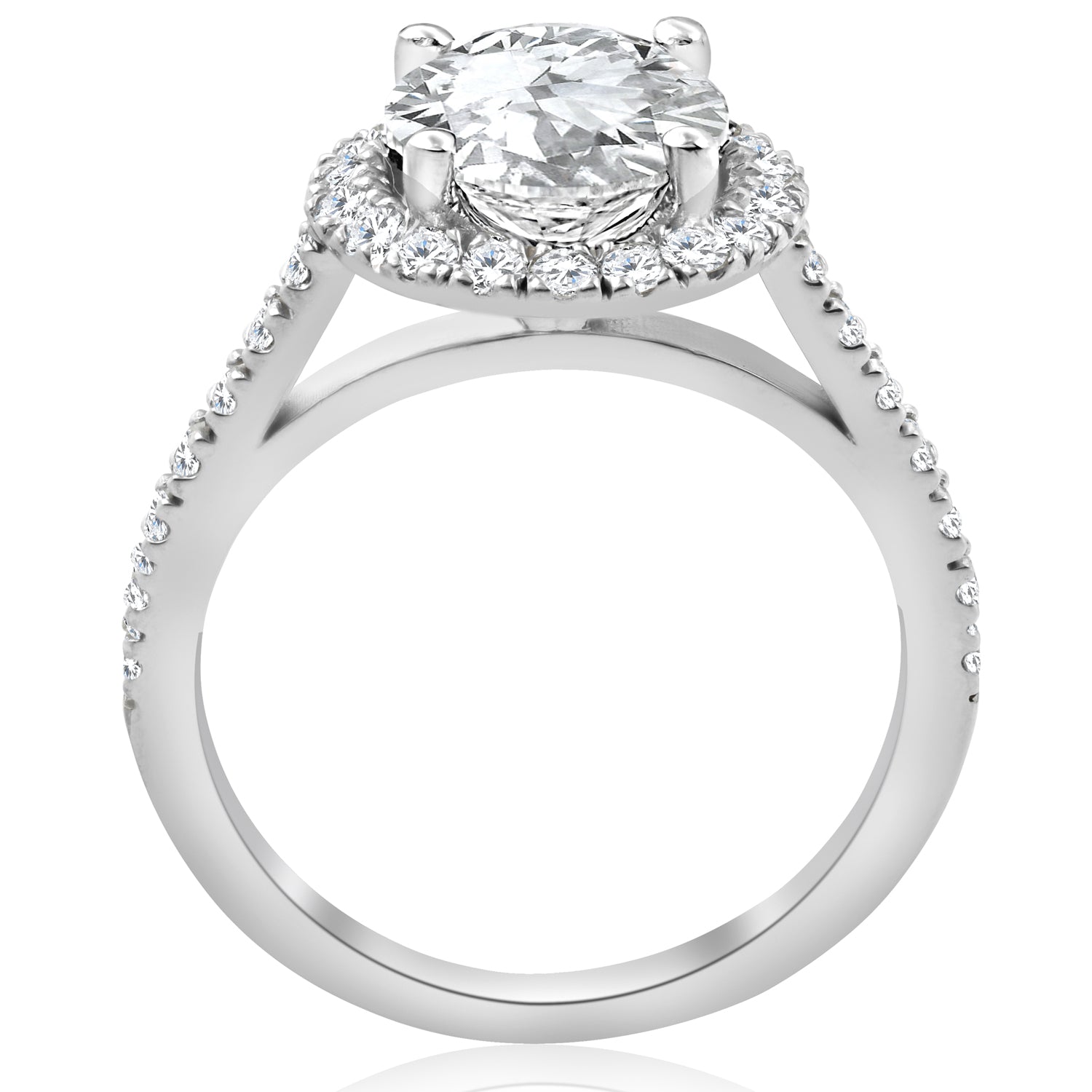 2 1/2 ct Halo Round Cut Diamond Engagement Ring 14k White Gold