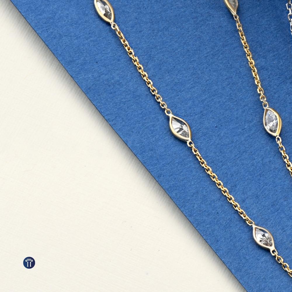 2 Ct Marquise Diamond Station Necklace in 14k White or Yellow Gold 18' Length