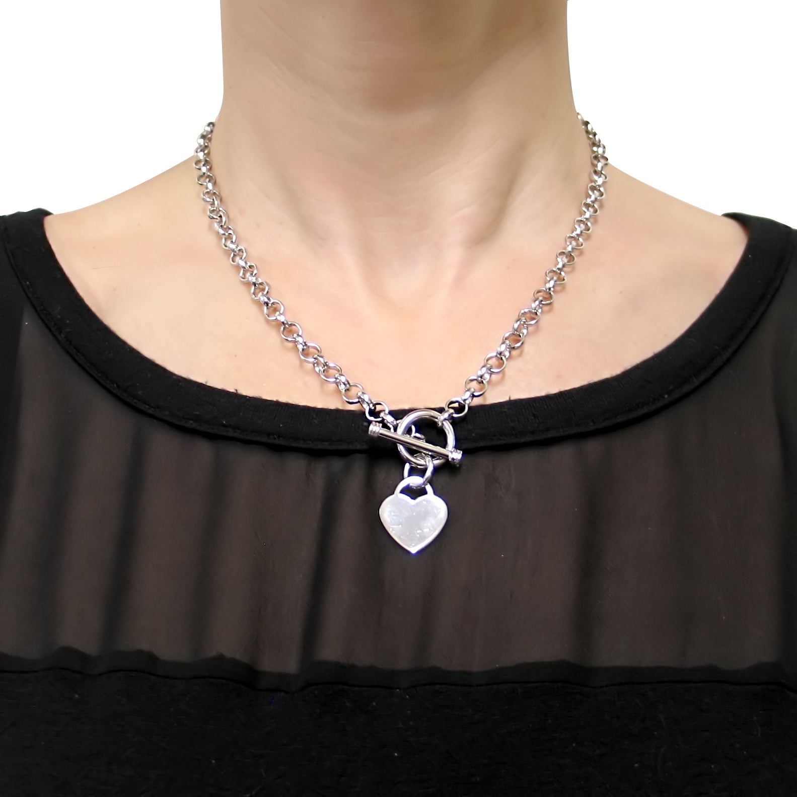 Mimi & Max Heart Charm Necklace in Sterling Silver