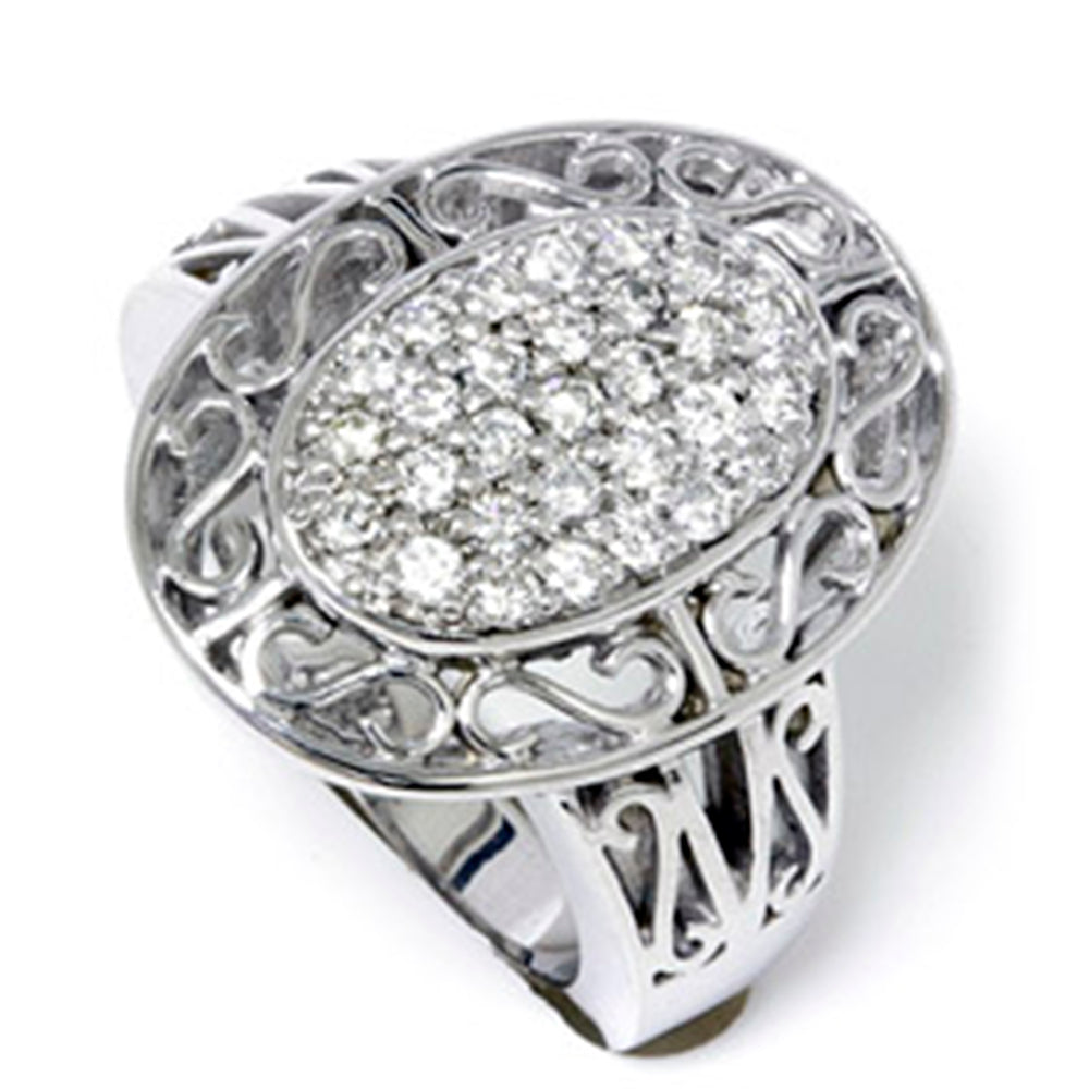 Antique 3/4 Ct Large Pave Diamond 10k White Gold Ring