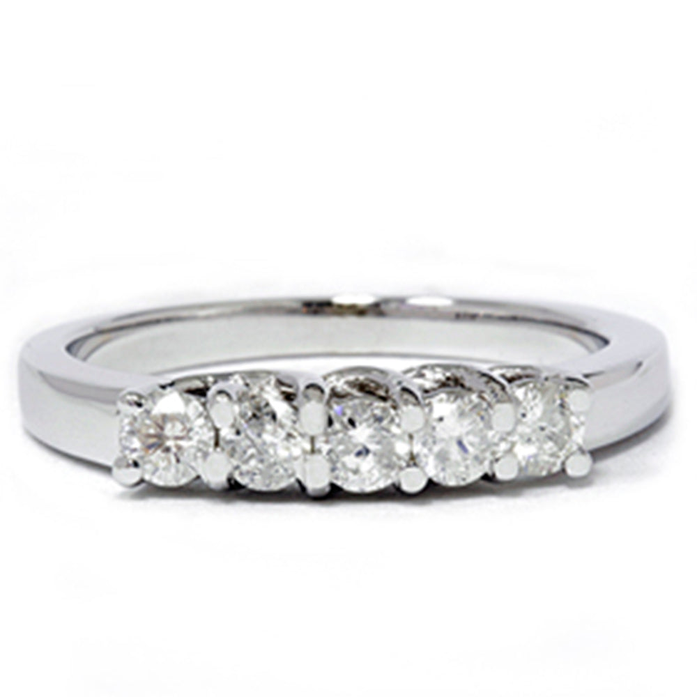White Gold 1/2 CT 14K Diamond Wedding Guard Ring New
