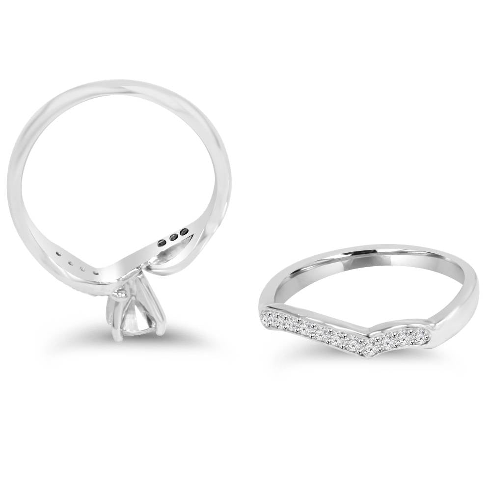 3/4CT Diamond Engagement Wedding Ring Set 10K White Gold