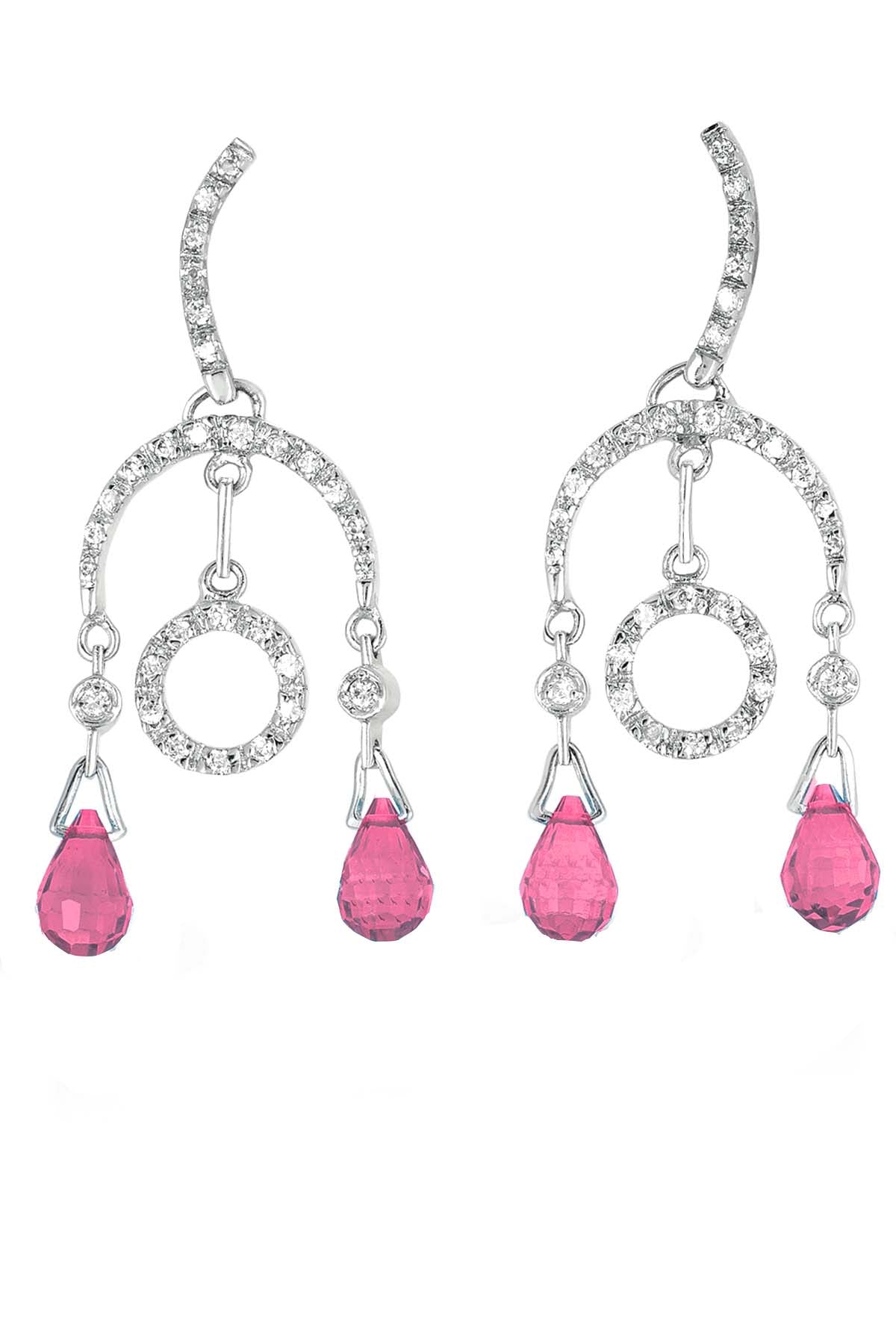 Sterling Silver Pink Cubic Zirconia Drop Earrings