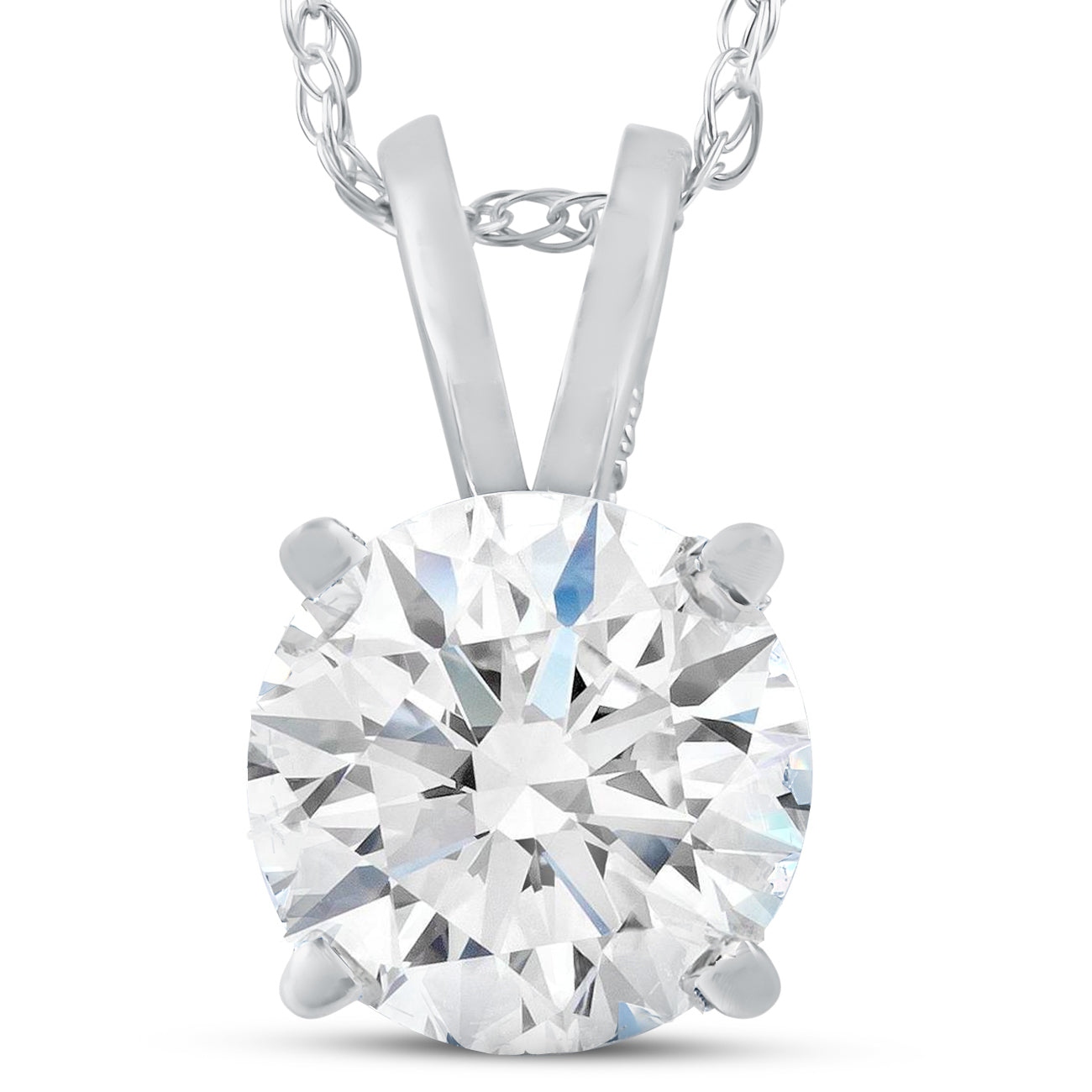 1 1/2 Ct Moissanite Solitaire Pendant 14k White Gold Women's Necklace