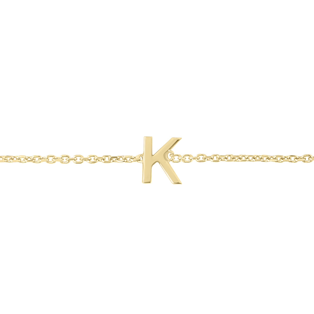 14K Solid Yellow Gold K Mini Initial Bracelet
