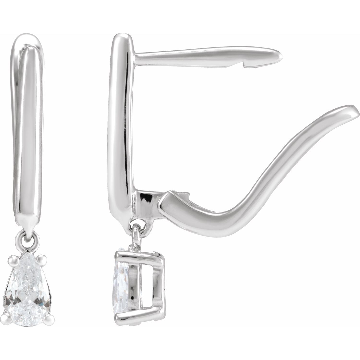 14K White Gold 1/2ct Lab-grown Diamond Dangle Earrings Clarity SI Color G-H