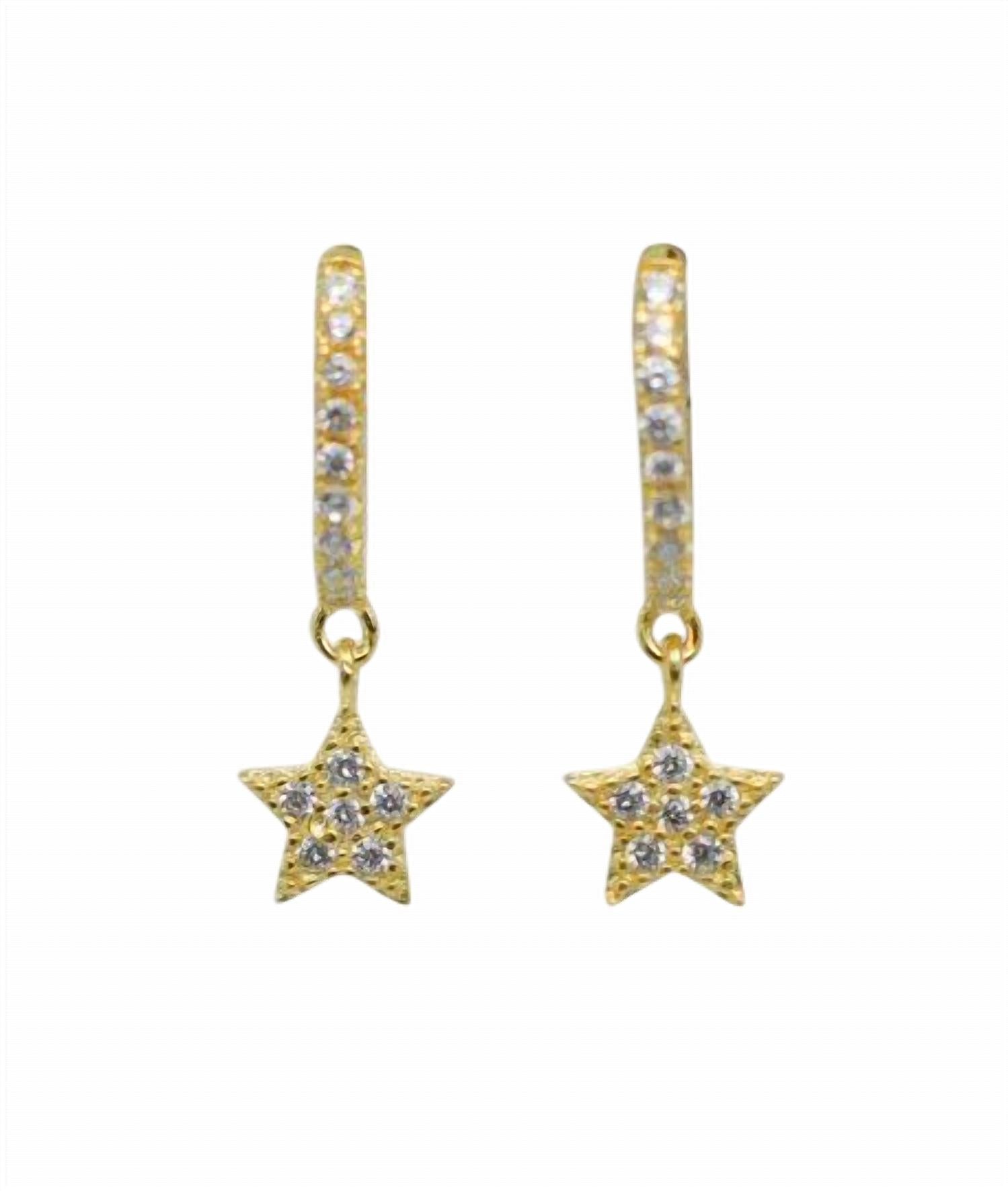 Women's Fame Huggie Star Hoops In Gold