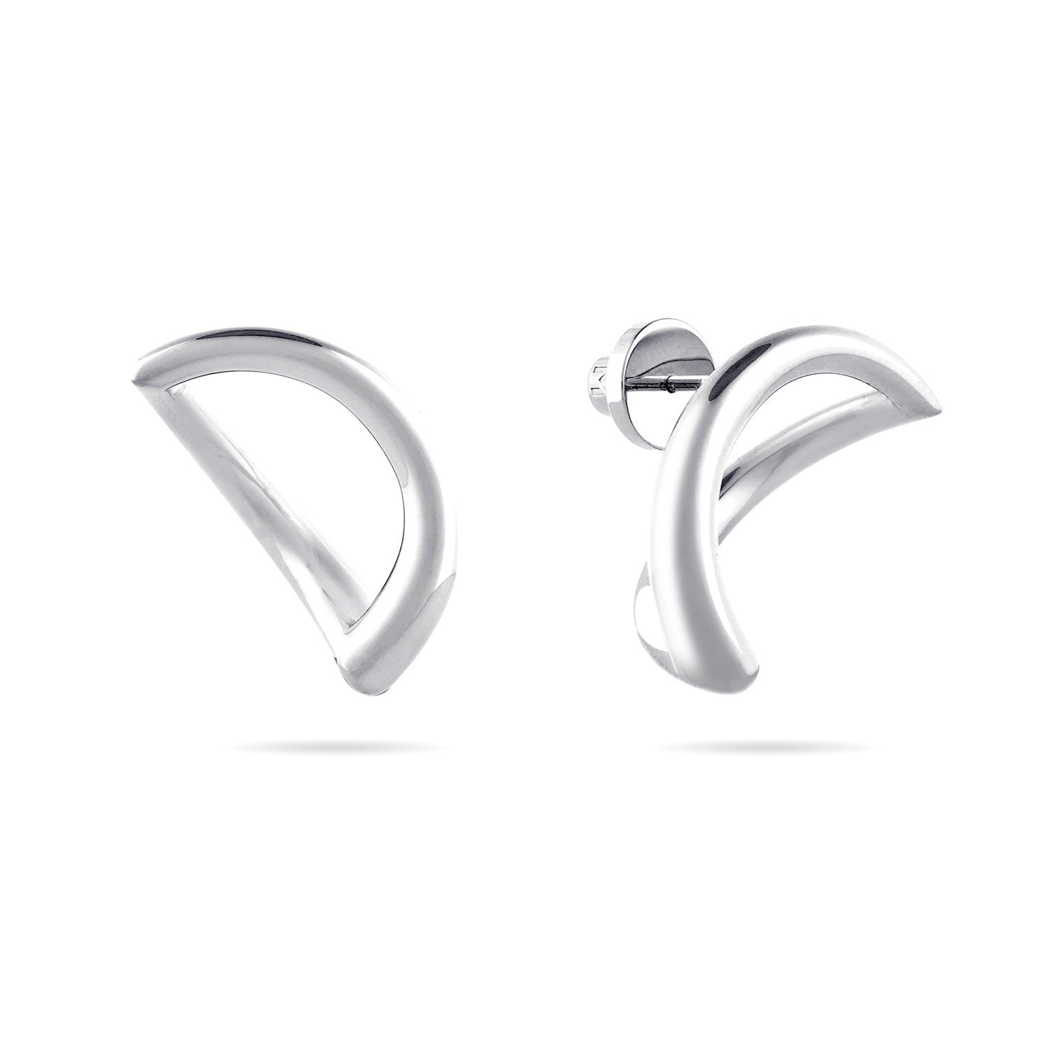 Abstract Crescent Moon Earrings - Silver