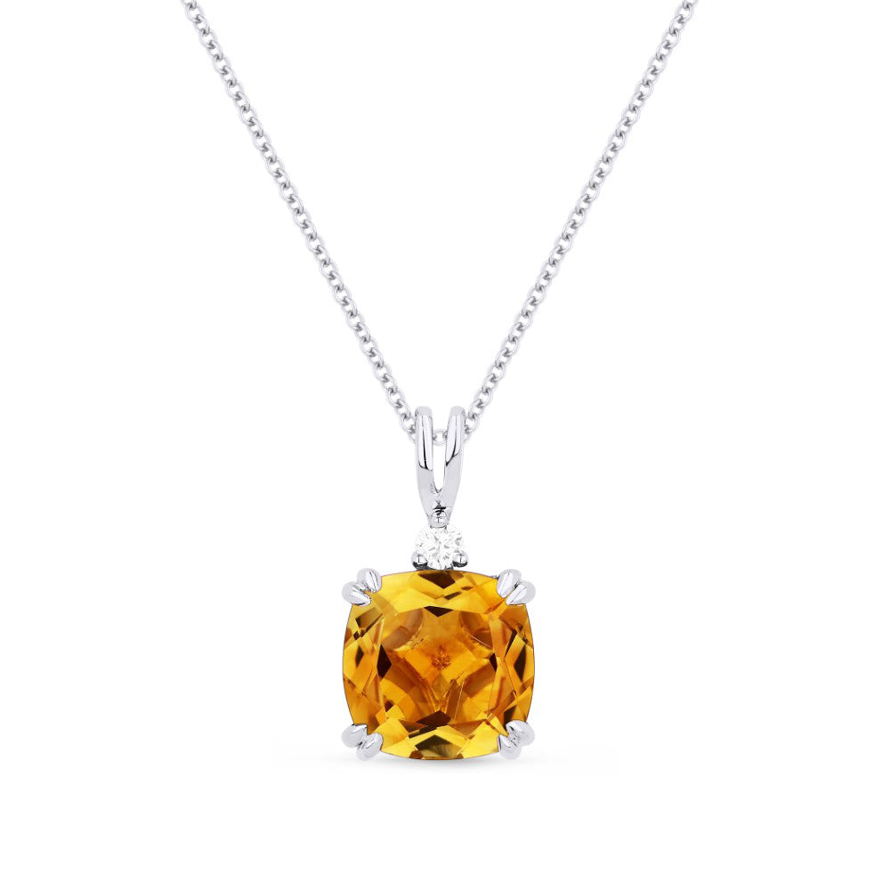 2.05ct Citrine 16' pendant Necklace In 14K White Gold