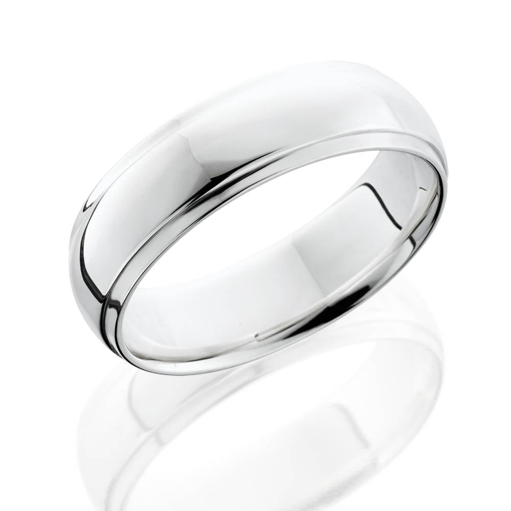 Step Cut Polished Wedding Band 950 Platinum Size Selectable