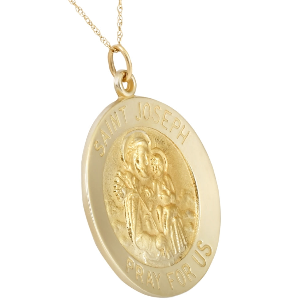 14k Yellow Gold St. Joseph Medal Pendant 1' Tall 5 Grams
