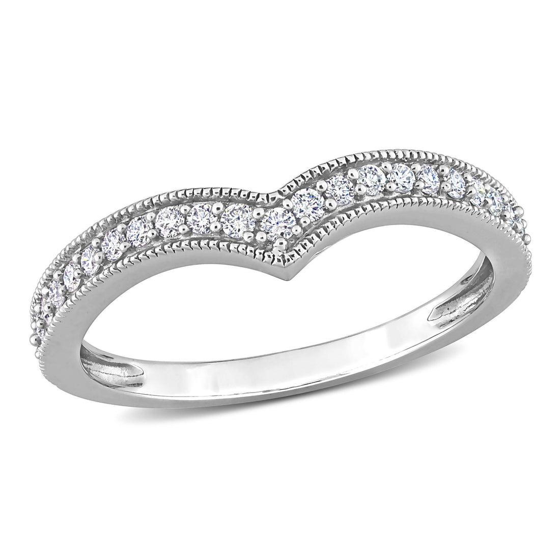 Mimi & Max 1/4ct TDW Diamond Graduated Chevron Design Ring in 10k White Gold
