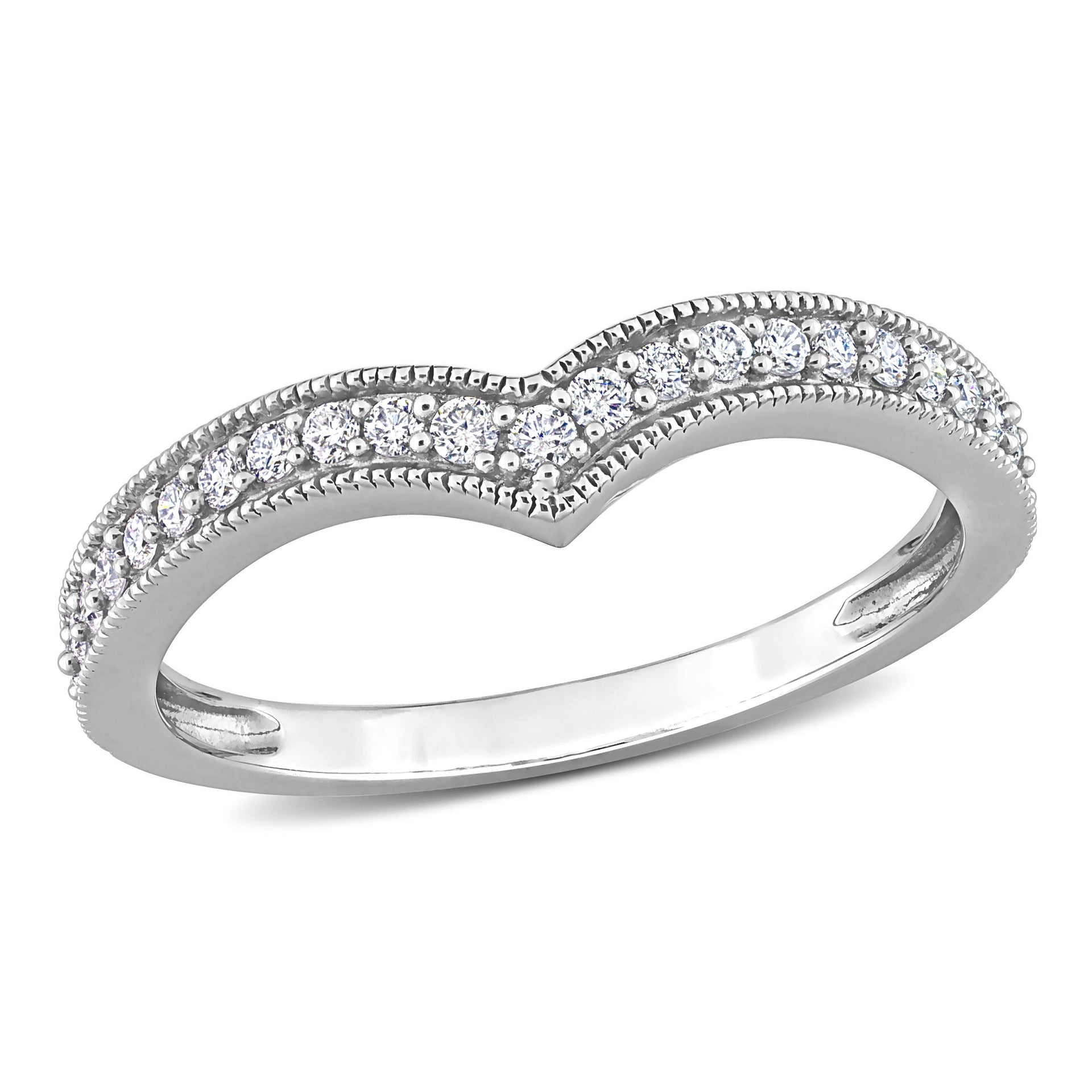 Mimi & Max 1/4ct TDW Diamond Graduated Chevron Design Ring in 10k White Gold