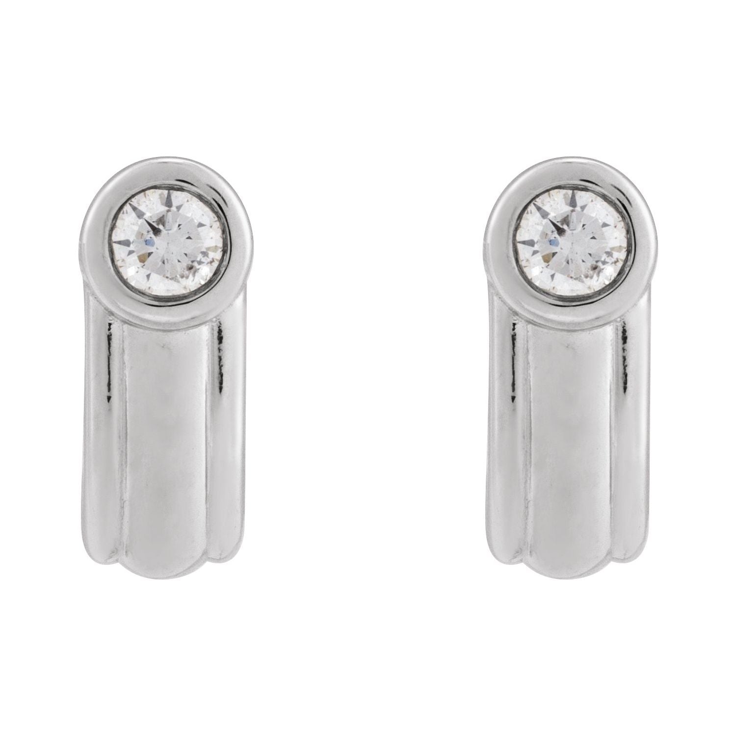 14K Gold 1/5ct Lab-grown Diamond Solitaire J Hoop Earrings Clarity SI Color G-H