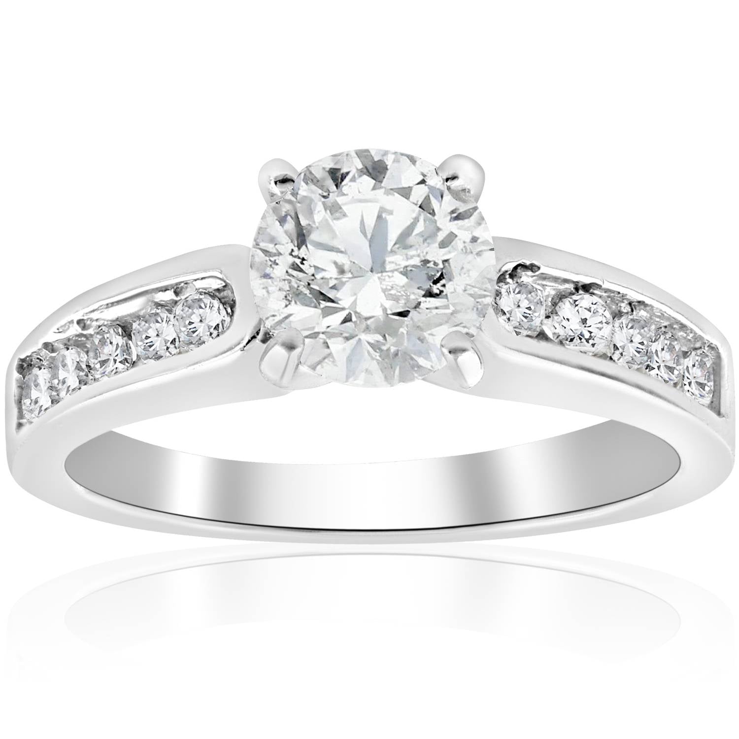 1 ct Diamond Engagement Ring 14K White Gold Channel Set