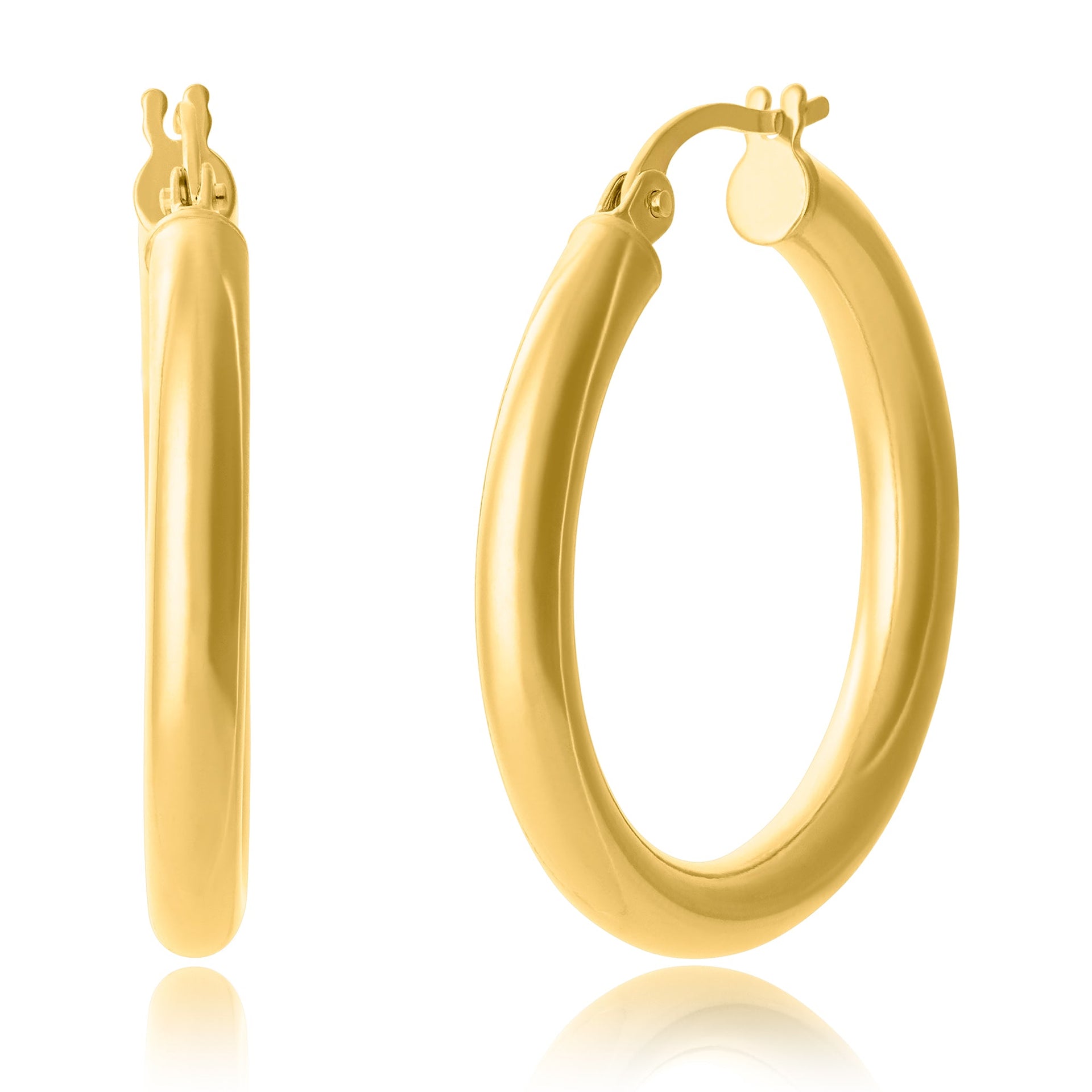 14K Yellow Gold 25MM Tube Hoops