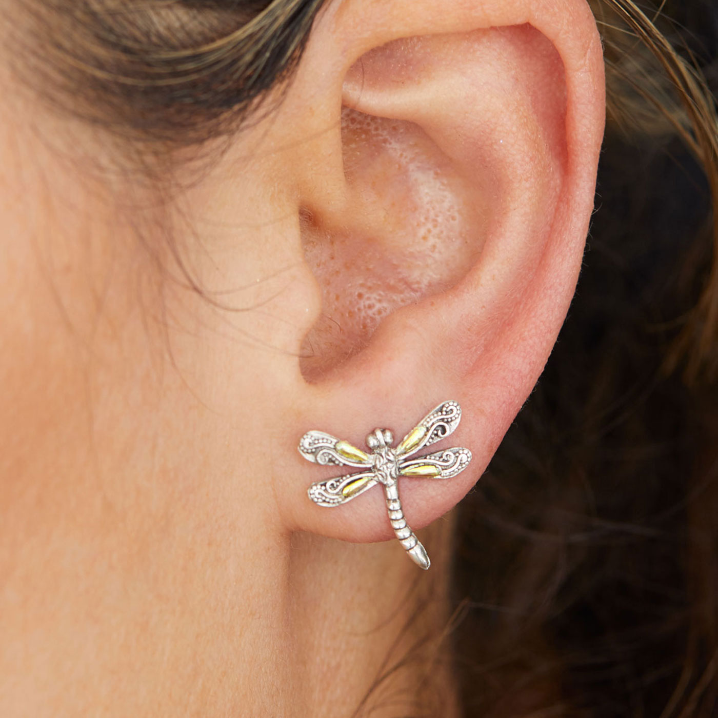 18K Gold &Silver Dragonfly