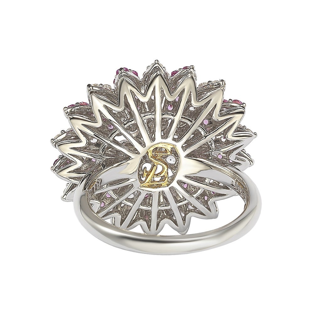 Suzy Levian Pink Sapphire and Diamond Accent in Sterling Silver Ring