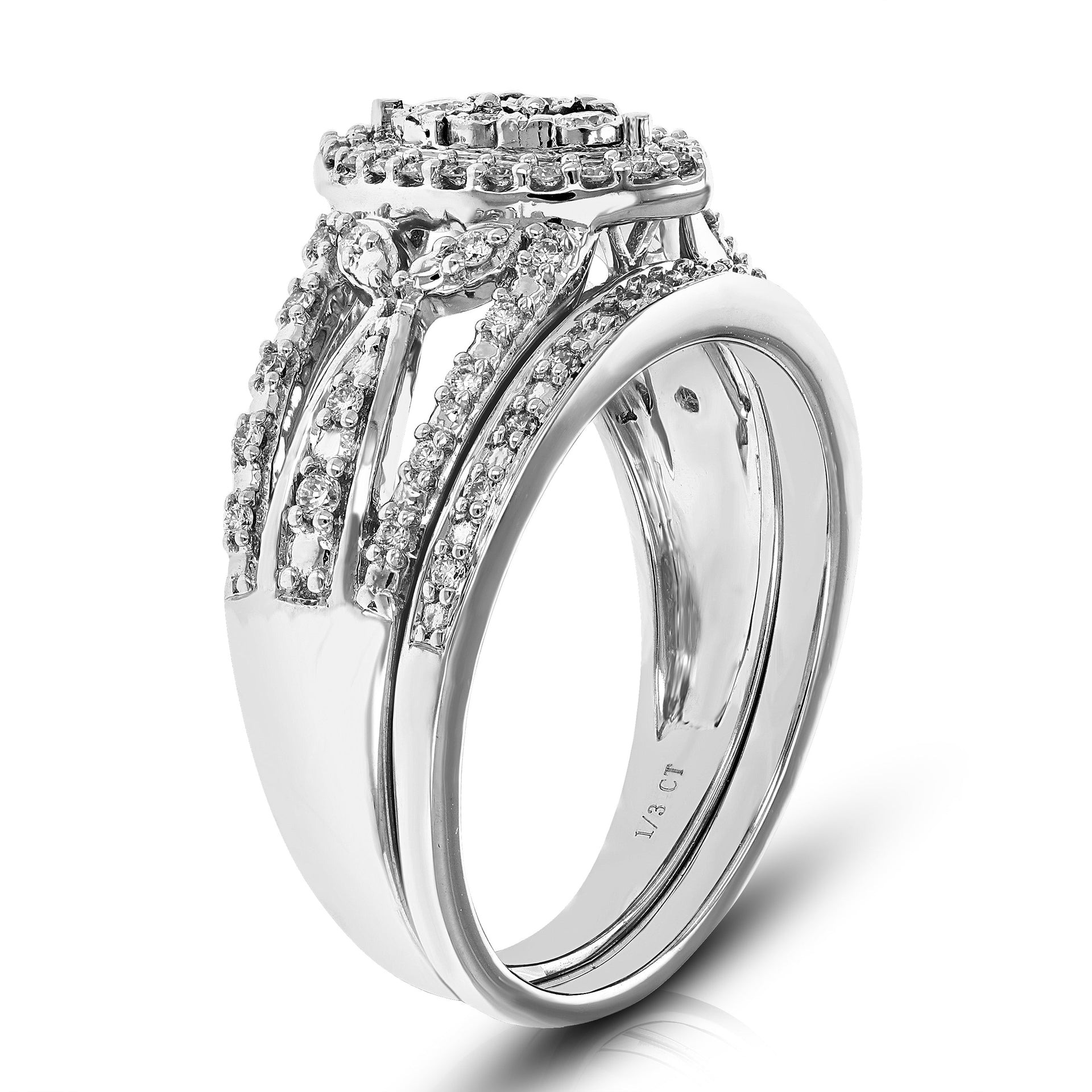 1/3 Cttw Lab Created Diamond Bridal Set For Women In Sterling Silver