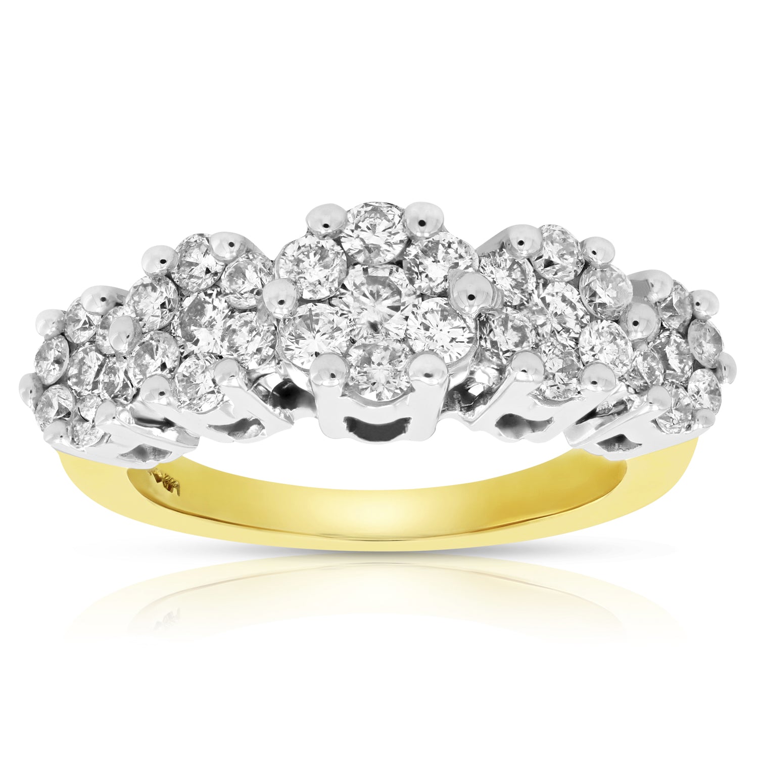 1.50 cttw 5 Stone Cluster Composite Diamond Ring 14K Yellow Gold