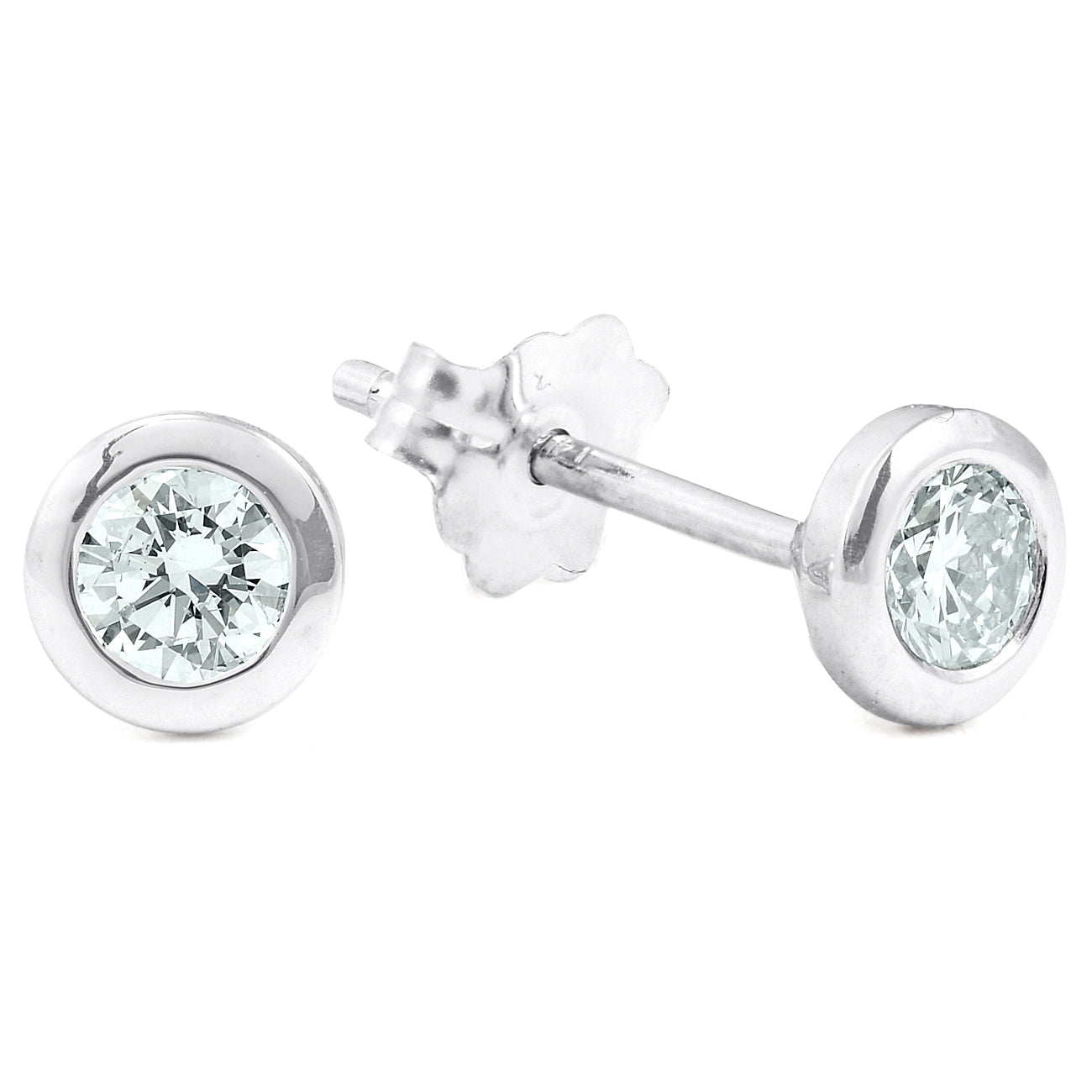 1/4 ctw 14k White Gold Diamond Bezel Martini Stud Earrings Lab Grown