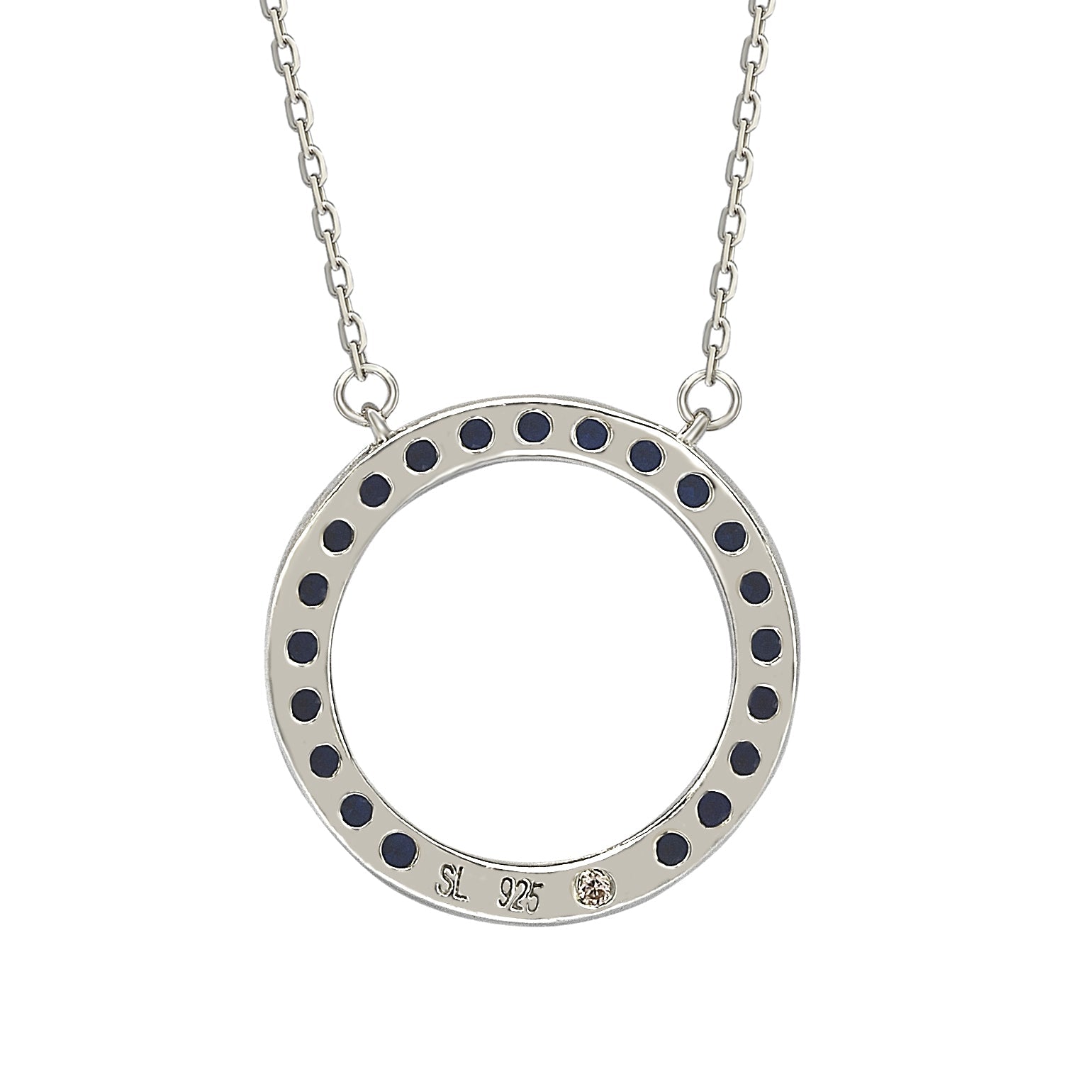 Suzy Levian Sterling Silver Blue Cubic Zirconia Circle Pendant