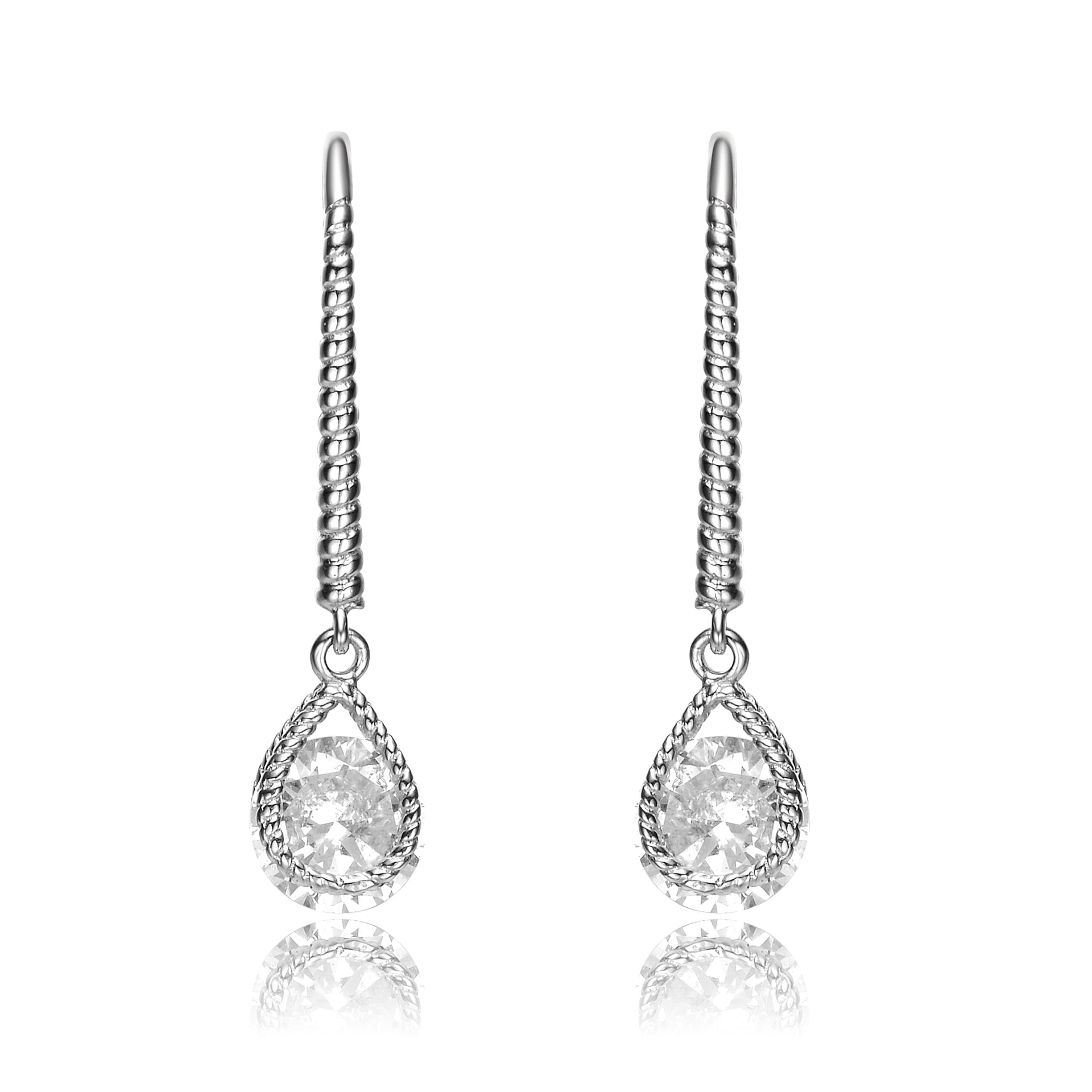 Sterling Silver Cubic Zirconia Dangle Earrings