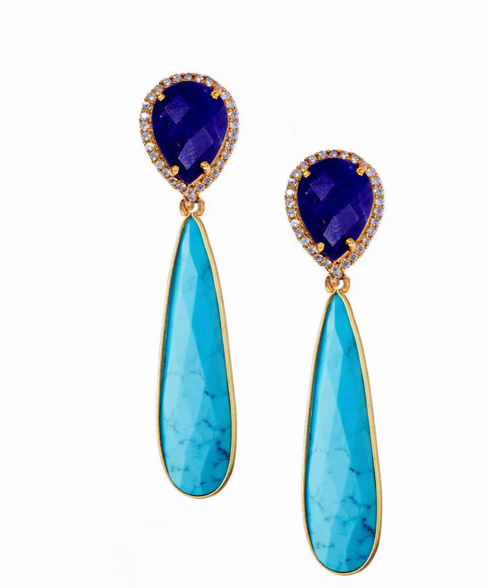 18k Sapphire & Turquoise Earrings