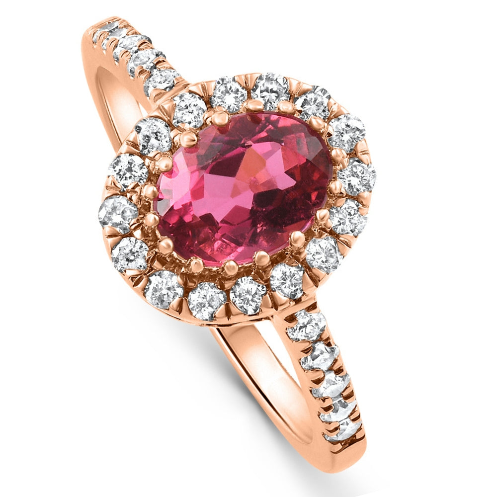 1 1/2 CT Oval Ruby Halo Diamond Ring 14k Gold Lab Grown