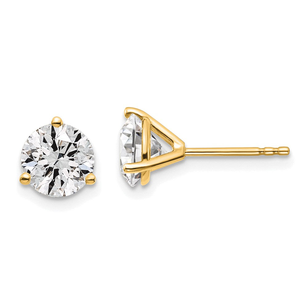 14k Yellow Gold 1 3/8 CT Round Lab Grown Diamond Stud Earrings VS Clarity D-E Color