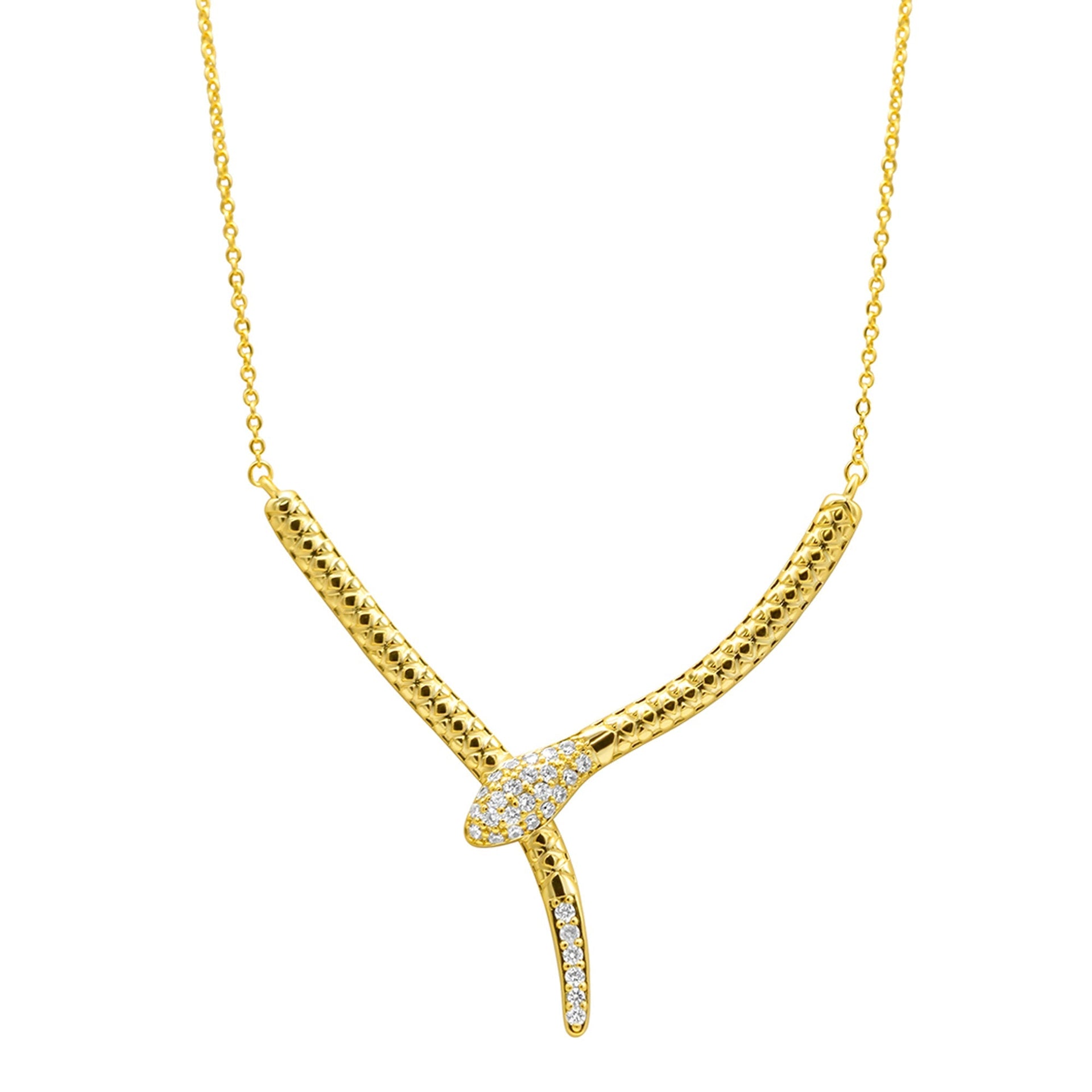 14K Gold Plated Crystal Wrap Snake Necklace