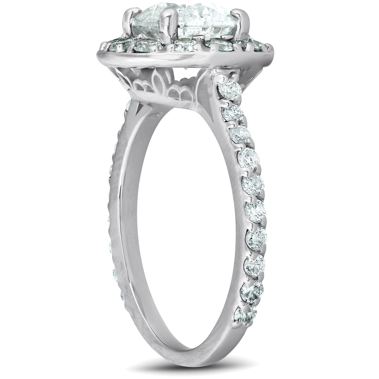 3 Ct Diamond Halo Engagement Ring 14k White Gold