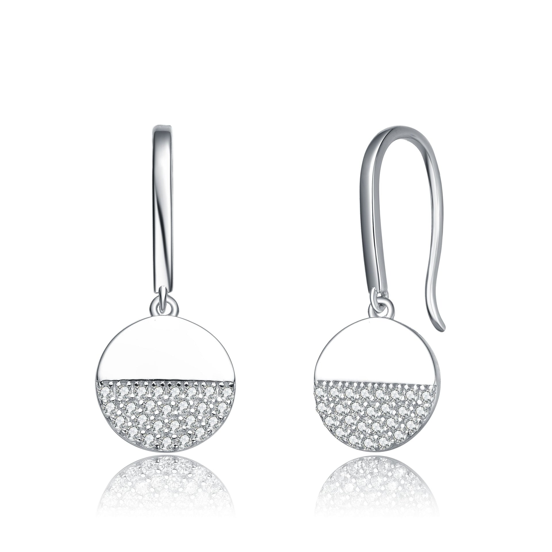 Sterling Silver With Rhodium Plated Cubic Zirconia Hook Earring