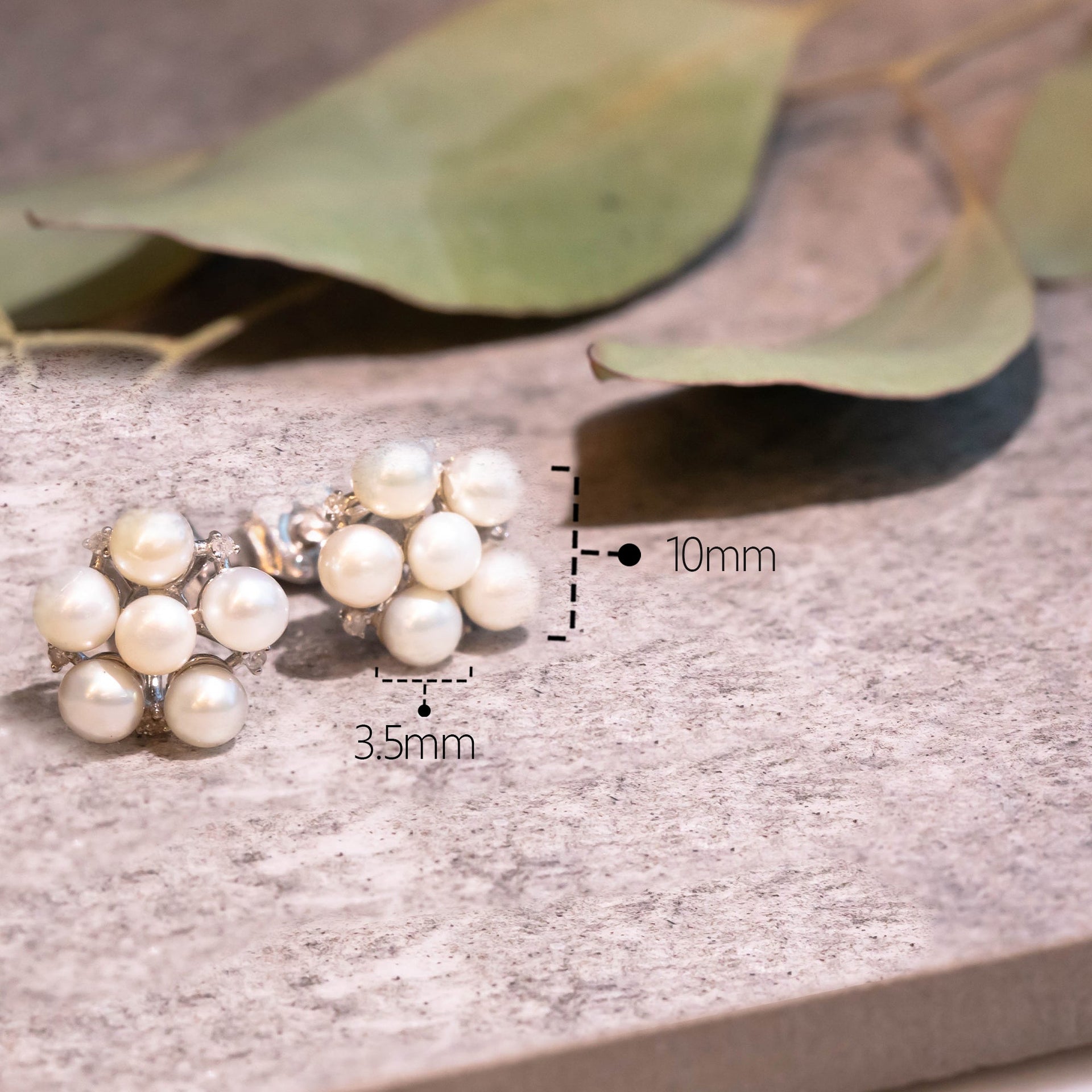 Sterling Silver Freshwater Pearl Flower Earrings With Diamond Accents