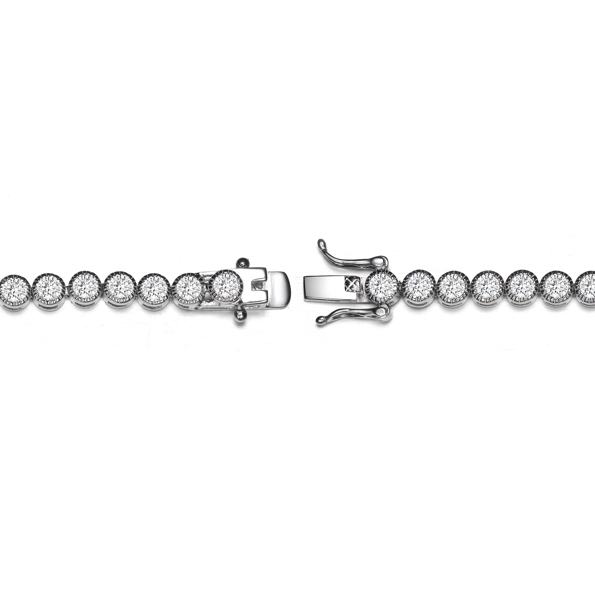 Sterling Silver Cubic Zirconia Milgrain Bezel Tennis Bracelet