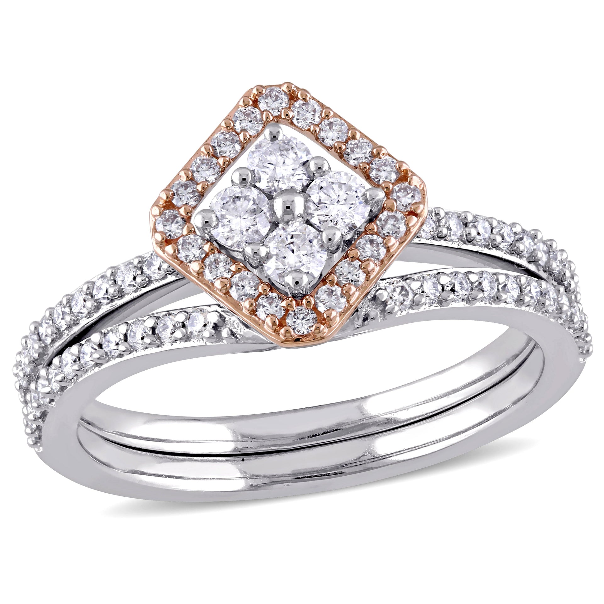 Mimi & Max 5/8ct TDW Diamond Vintage Bridal Set Two-tone 14k White Rose Gold