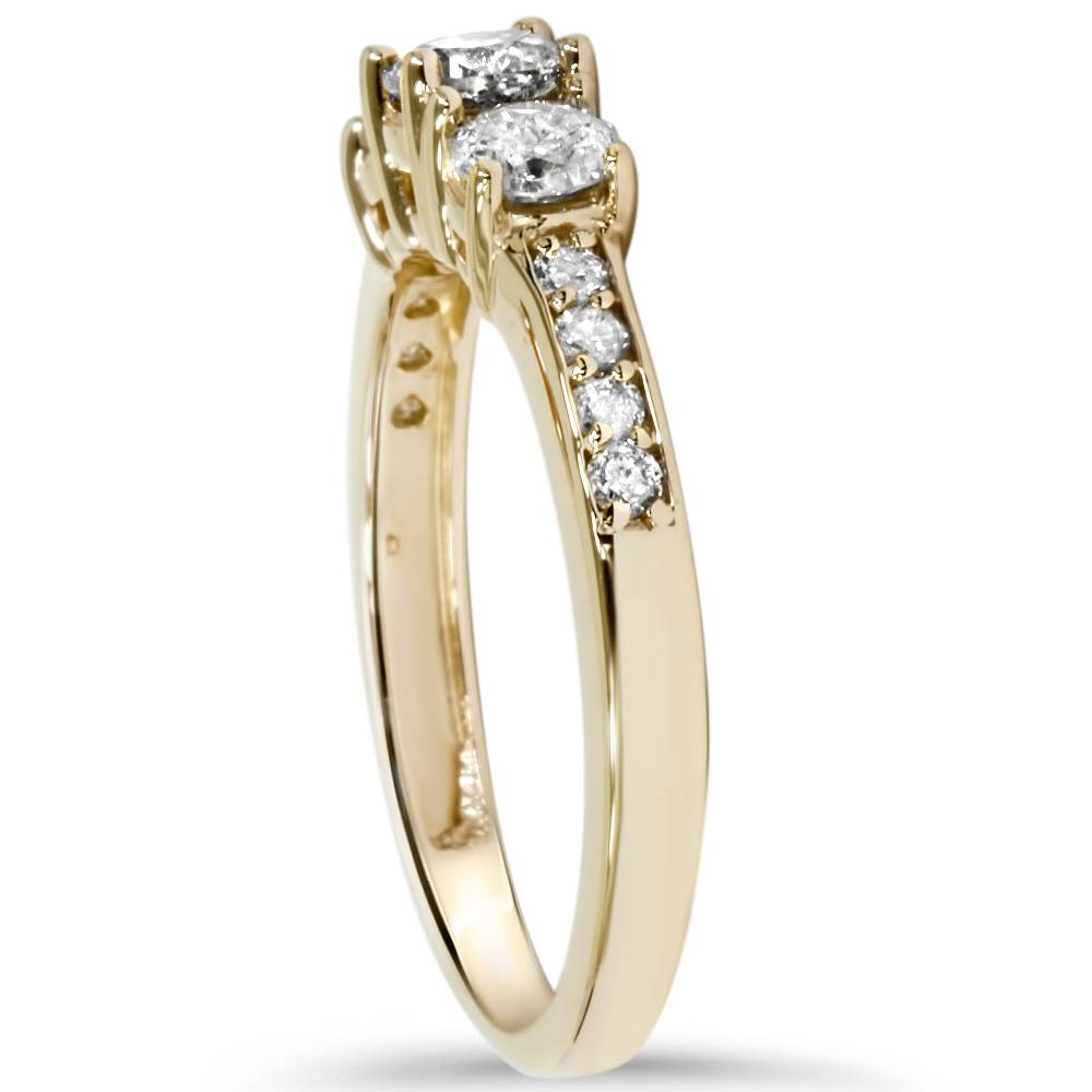 1ct 3 Stone Diamond Engagement Ring 14K Yellow Gold