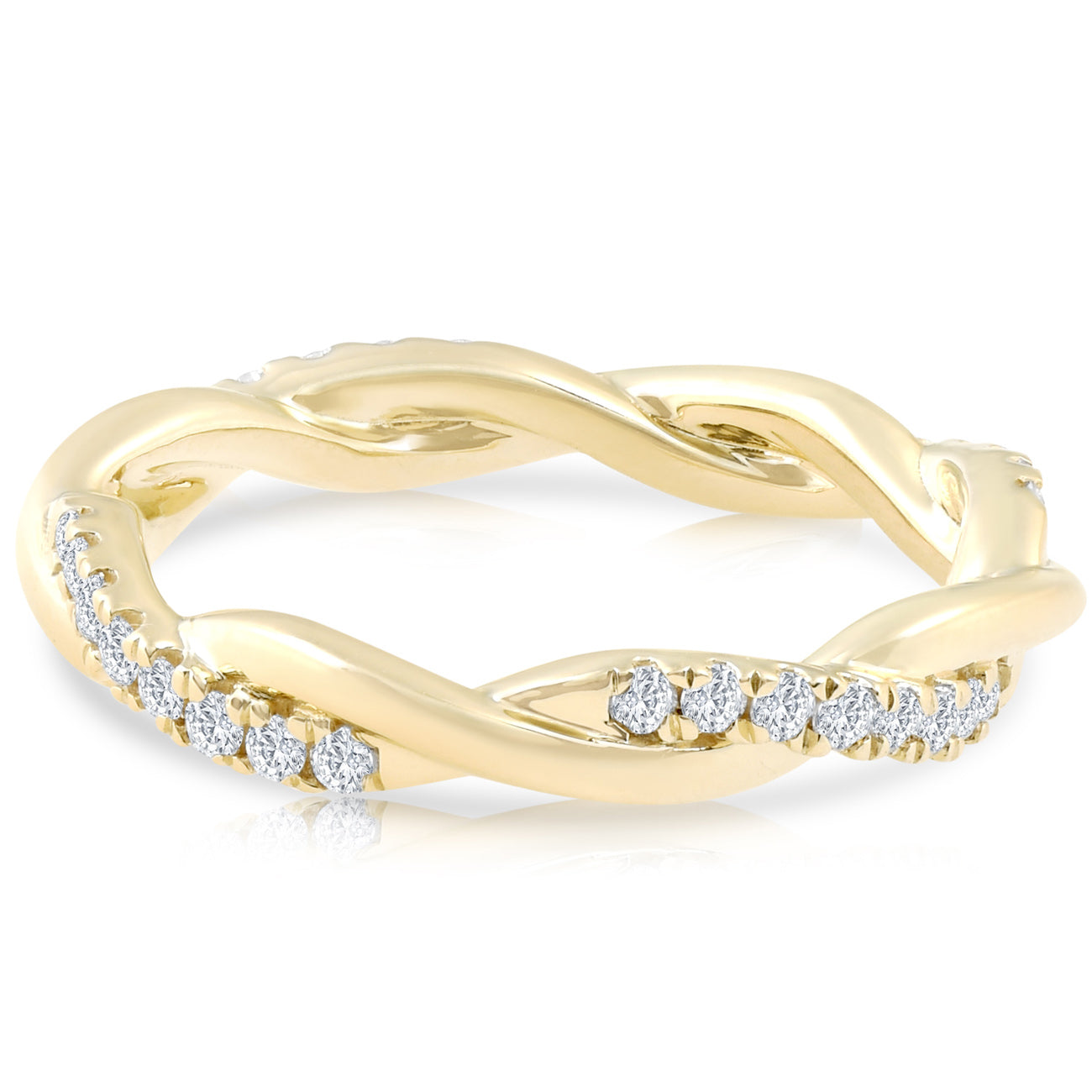 1/3 Ct Diamond Eternity Petite Twist Vine Eternity Ring 10k Yellow Gold