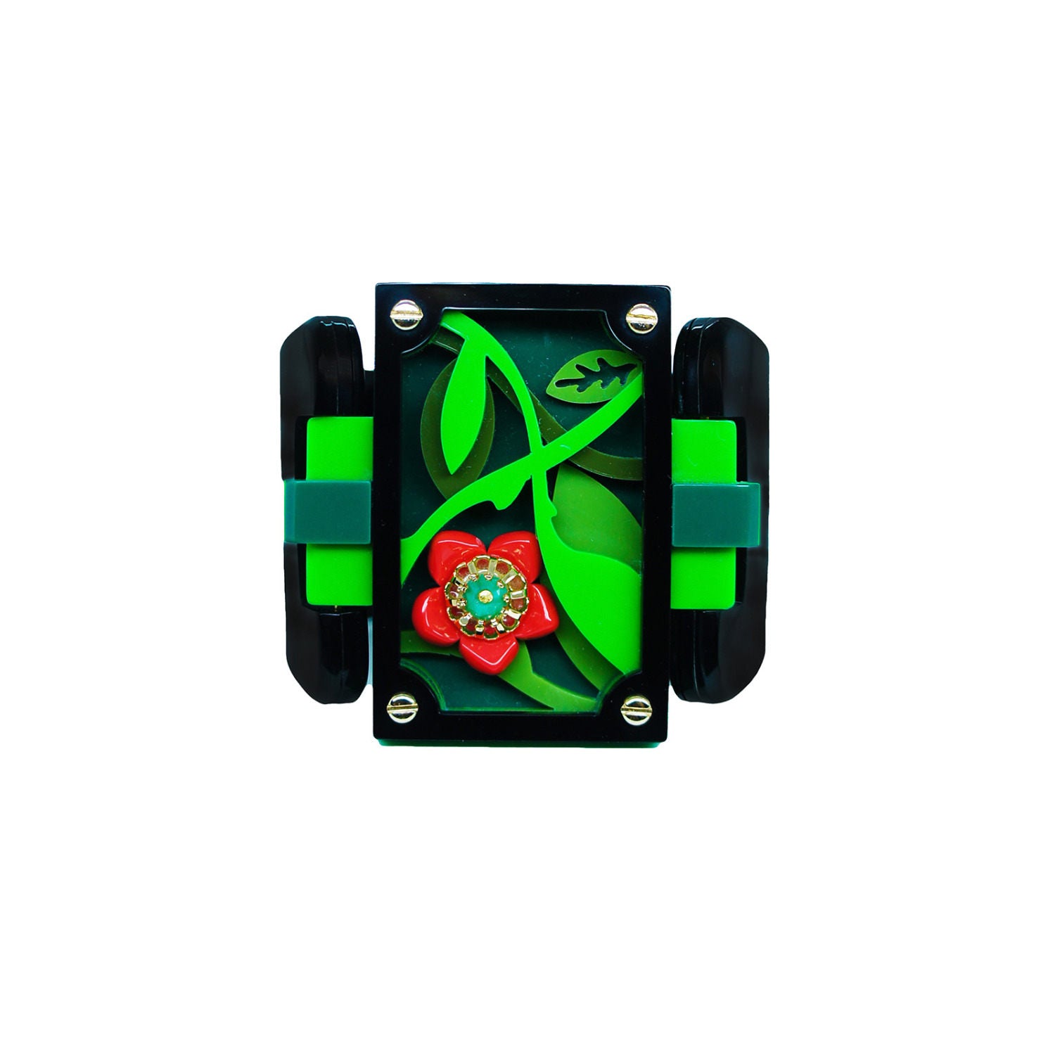 Acrylic Bracelet Handmade Jungle Black